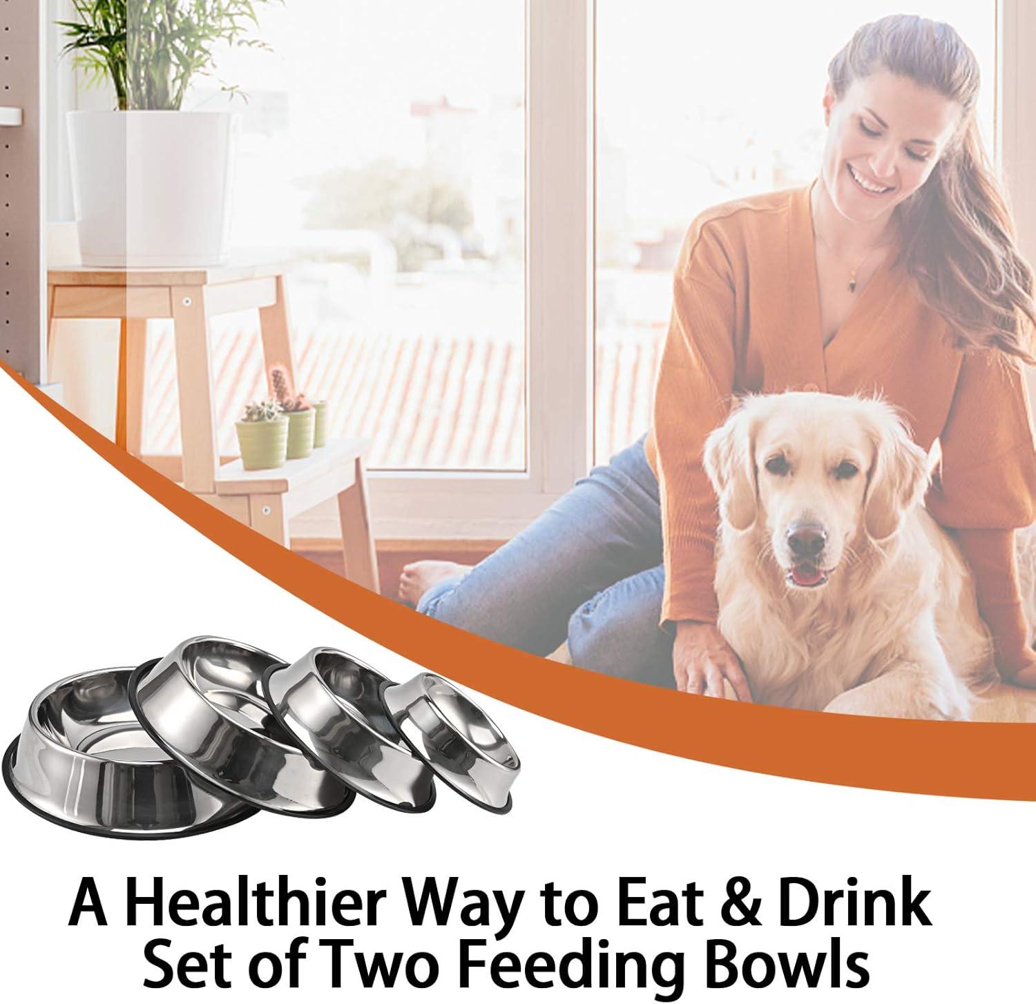 2Packs Stainless Steel Dog Bowl with Anti-Skid Rubber Base for Small/Medium/Large Pet, Perfect Dish, Pets Feeder Bowl and Water Bowl Perfect Choice for Dog Puppy Cat and Kitten 16oz
