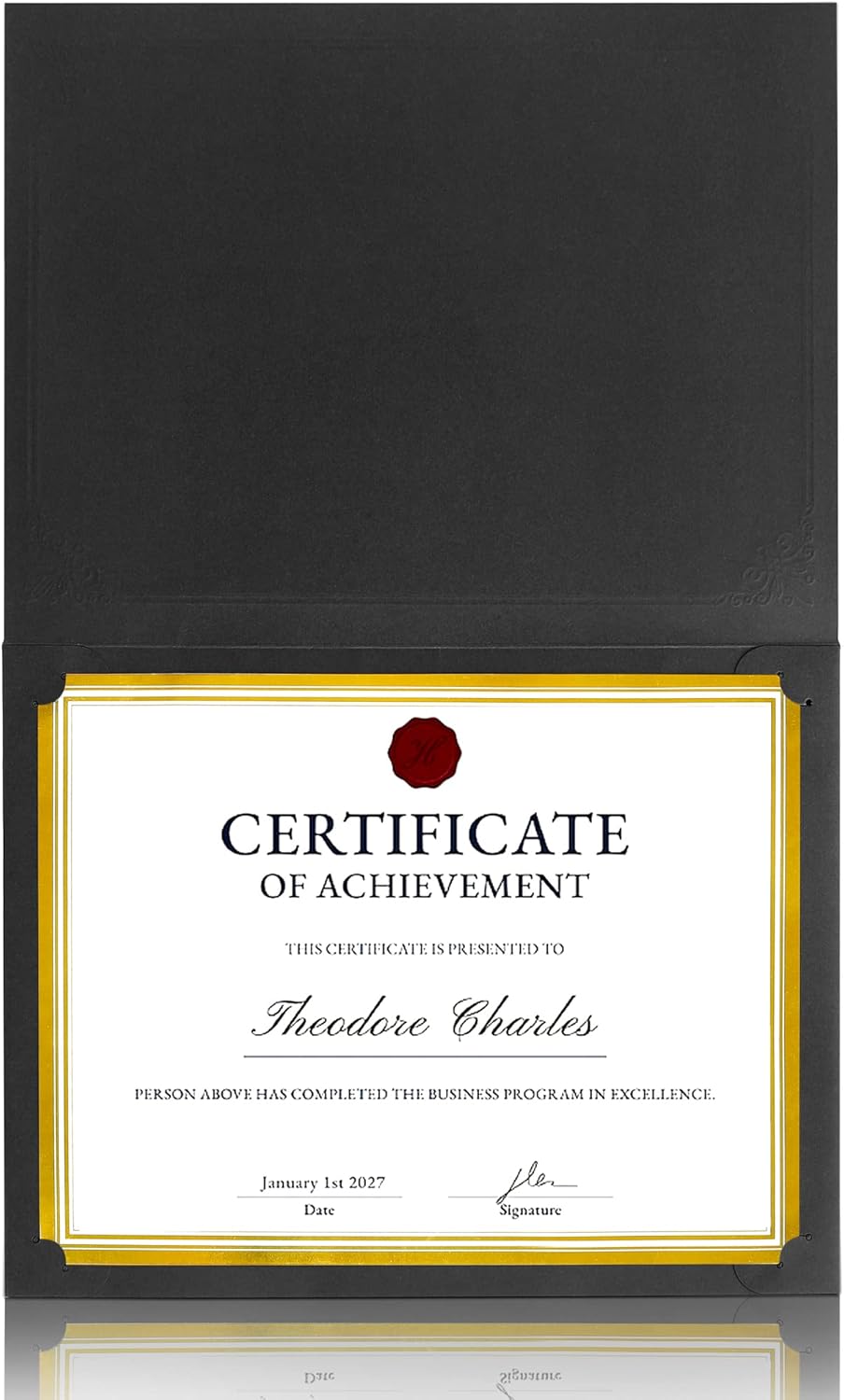 50 Packs Black Certificate Holders - Diploma Holders, Certificate Covers with Gold Foil Border, for Letter Size 8.5 x 11 Award Certificate Paper and Documents