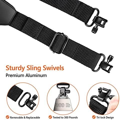 Two Point Sling with Swivels, Comfortable Neoprene Padded, Length Adjustable Shoulder Strap for Outdoors