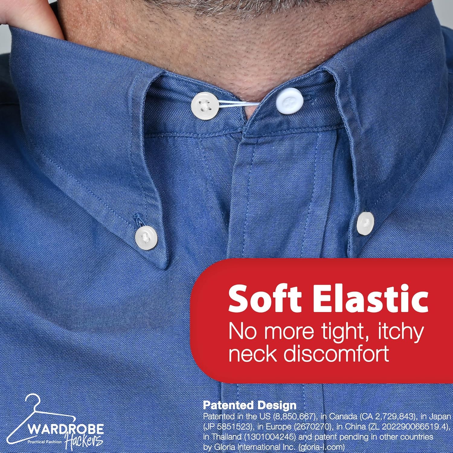 Collar Extenders for Mens Shirts Soft Elastic Expand Tight Neck Relief Dress Shirt Button Extensions