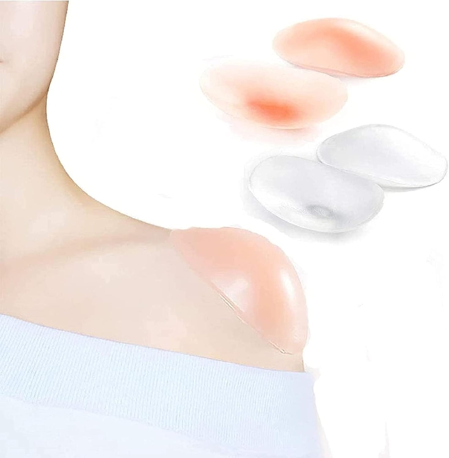 Silicone Shoulder Pads for Womens Clothing, Anti-Slip Shoulder Push-Up Pads Invisible Breathable Enhancer Reusable 2 Pairs Transparent & Skin