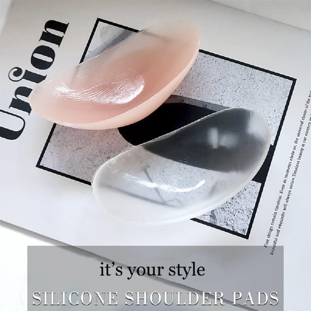 Silicone Shoulder Pads for Womens Clothing, Anti-Slip Shoulder Push-Up Pads Invisible Breathable Enhancer Reusable 2 Pairs Transparent & Skin