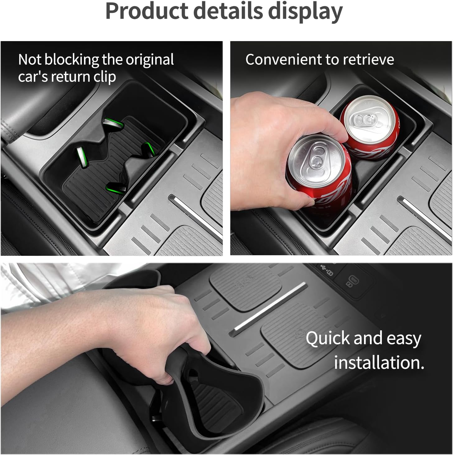 for 2024 2025 2026 Hyundai Santa Fe Not for Hyundai Tucson Center Console Silicone Water Cup Holder Insert with Wireless Charging Pad Protector 2PCS Black for Santa Fe Accessories