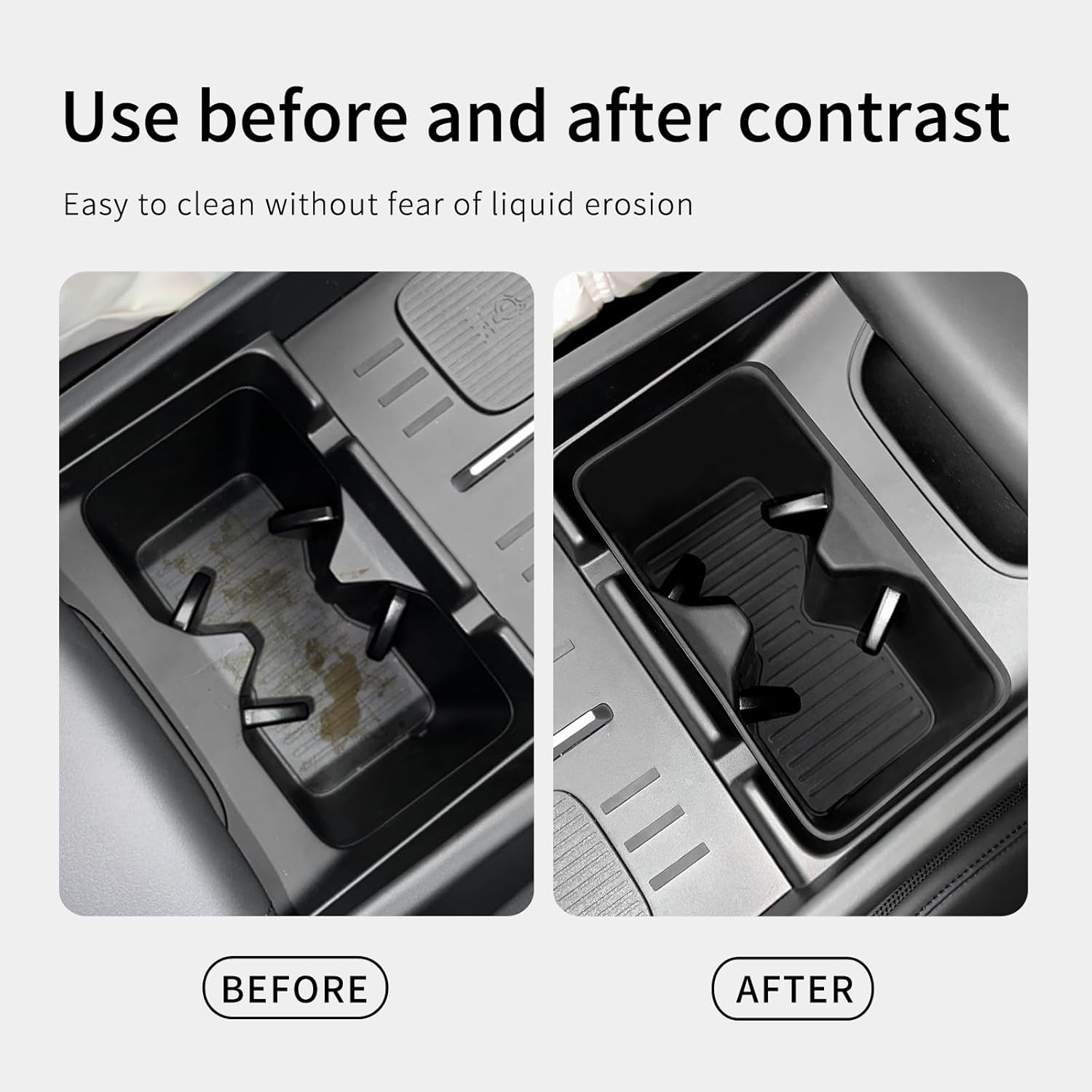 for 2024 2025 2026 Hyundai Santa Fe Not for Hyundai Tucson Center Console Silicone Water Cup Holder Insert with Wireless Charging Pad Protector 2PCS Black for Santa Fe Accessories