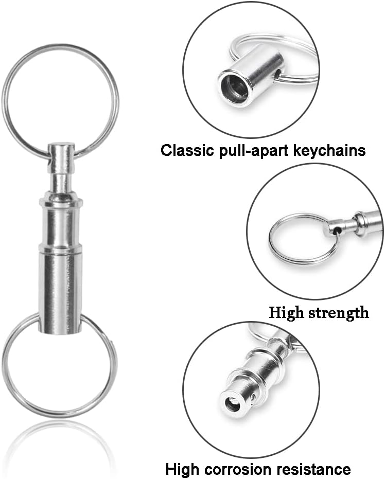 3 Pack Quick Release Detachable Keychain Dual Pull Apart Key Chain Spring Split Snap Separate Double Key Ring Lock Valet Keys Flashlights DIY Crafts Accessories