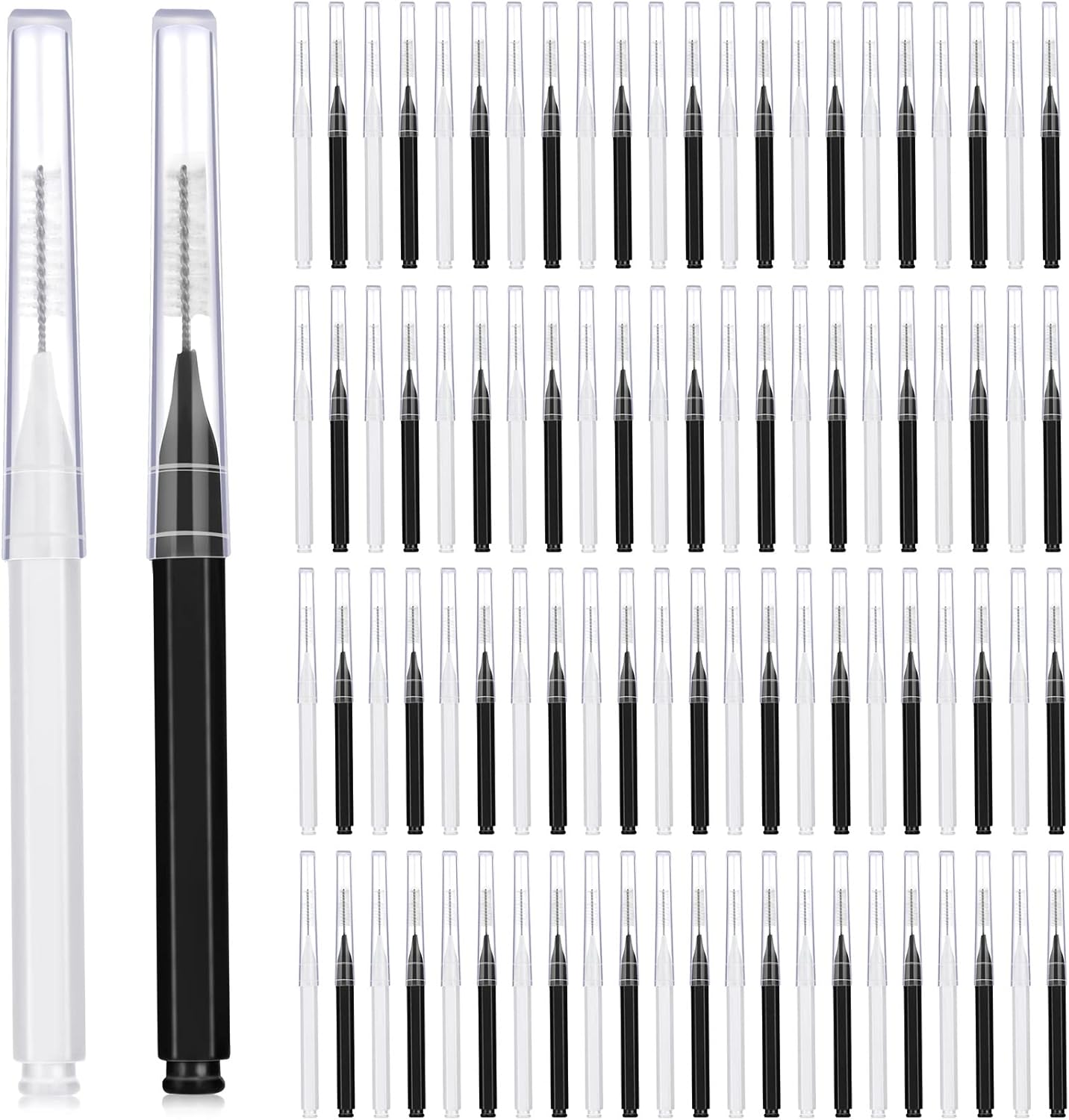 100 Pieces Braces Brush for Cleaner Interdental Brush Toothpick Dental Tooth Flossing Head Oral Dental Hygiene Flosser Toothpick Cleaners Tooth Cleaning Tool Black, White
