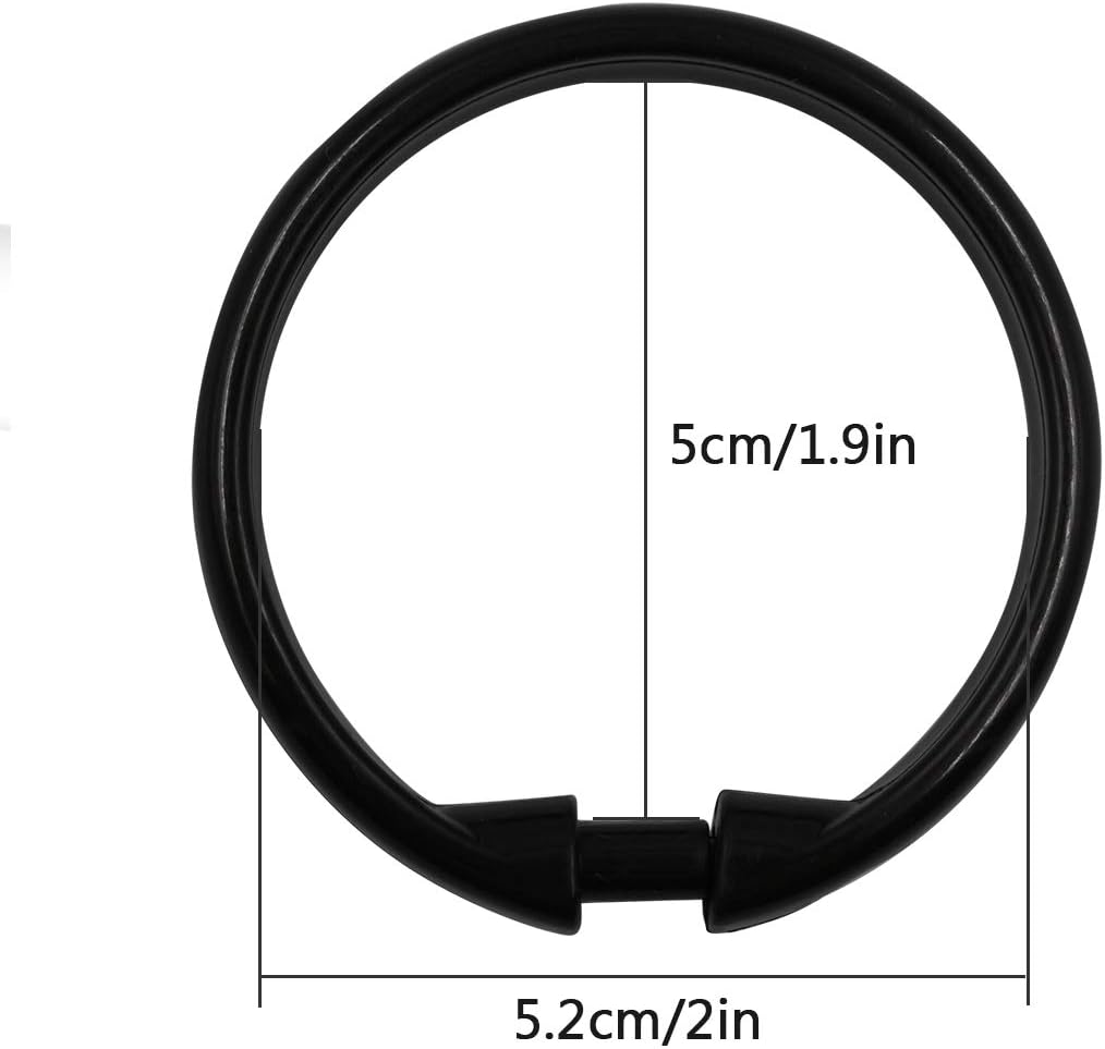 Shower Curtain Rings-12 Pack- Plastic Shower Curtain Hooks O-Shaped Rings Hook Glide Easily on Bathroom Shower Rod Black