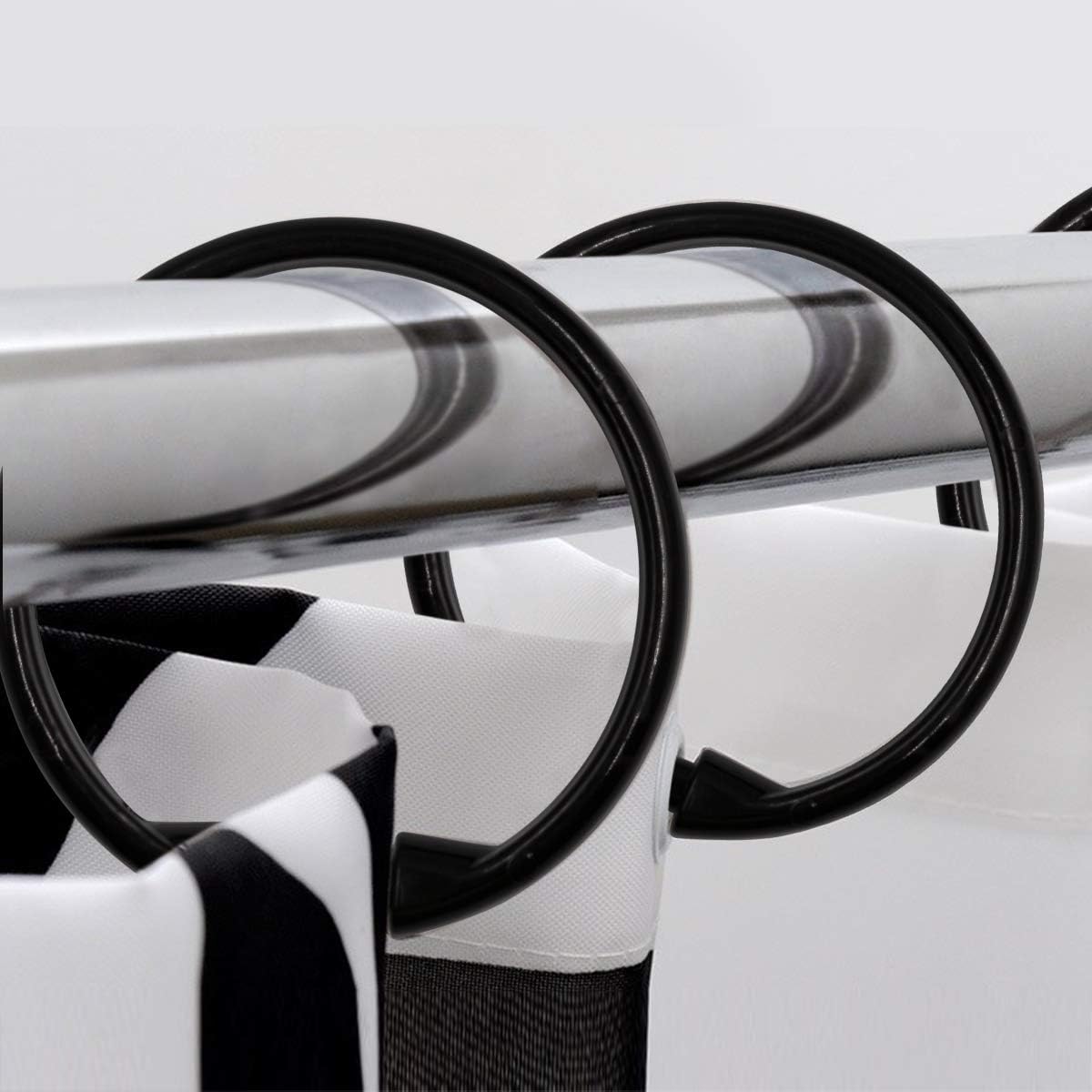 Shower Curtain Rings-12 Pack- Plastic Shower Curtain Hooks O-Shaped Rings Hook Glide Easily on Bathroom Shower Rod Black