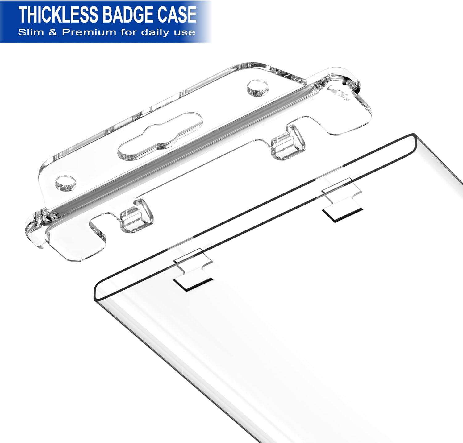 2 Pack Clear ID Badge Holder for Lanyard Hard Plastic ID Card Holder by , Permanent Locking, Vertical, Heavy Duty