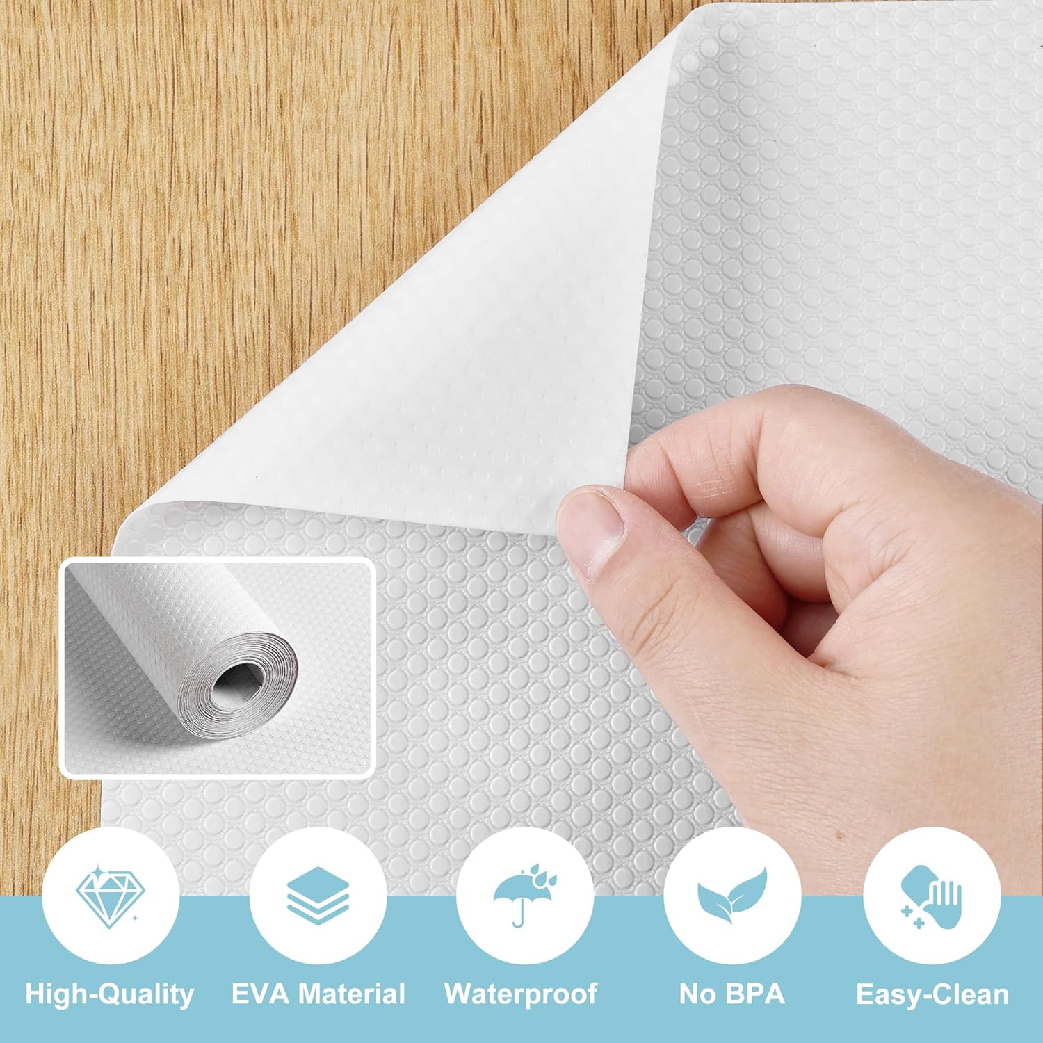 Cabinet Shelf Liner Peel and Stick: Self Adhesive Cabinets Paper - 15.7 in x 12 FT Non-Slip White Drawers Liners - Easy to Cut, Removable, Cupboard Liner for Pantry Shelves, Countertops