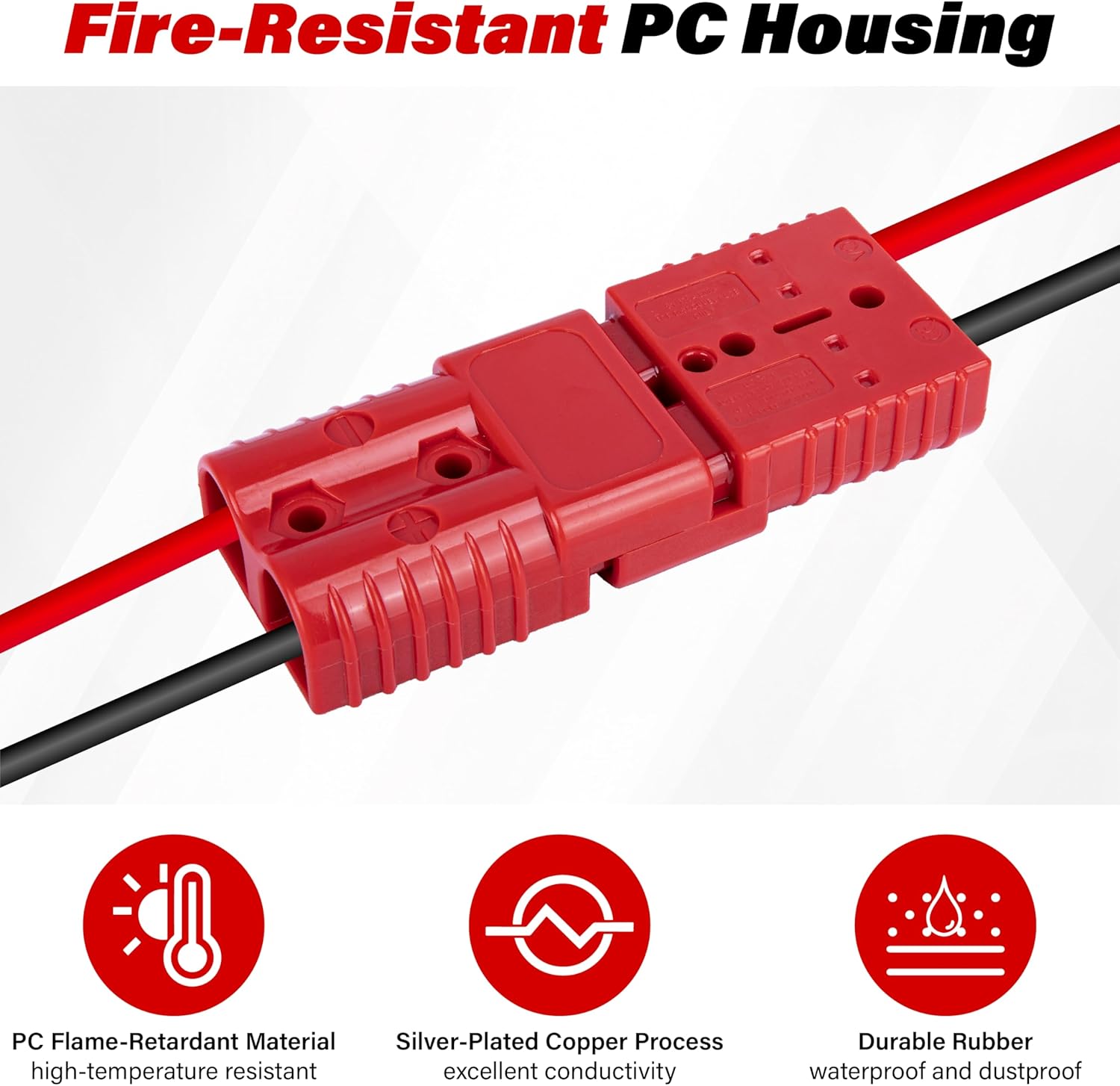 Anderson Connector 2 Pcs, 175 Amp 12v Batteries Quick Connect/Disconnect Plug Kit, Connectors for 1/0 AWG Cables, for Car Bike ATV Winches Lifts Motors More, Red