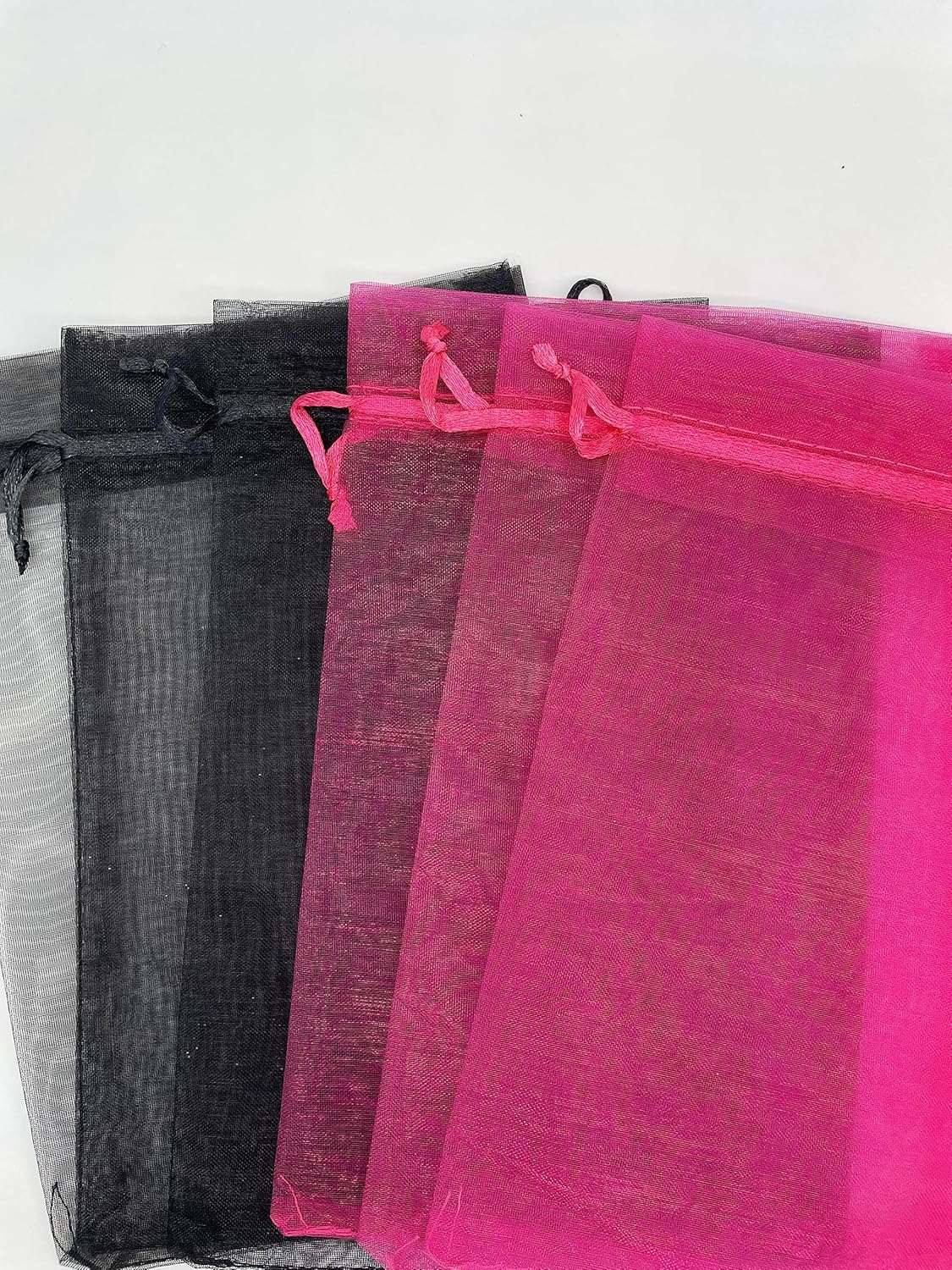 100PCS Sheer Organza Bag 5''X7'' Black Mesh Bags Drawstring Gift Bag Small for Jewelry Goodie Candy Wedding Party Favor Pouch Bags Black