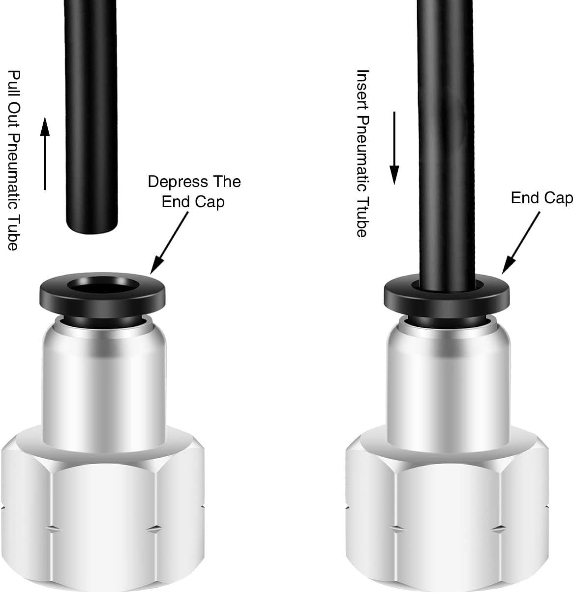 1/4 Inch Air Tube Fittings - 1/8 Npt Female Push To Connect Quick Connect Air Hose Fittings 5Packs