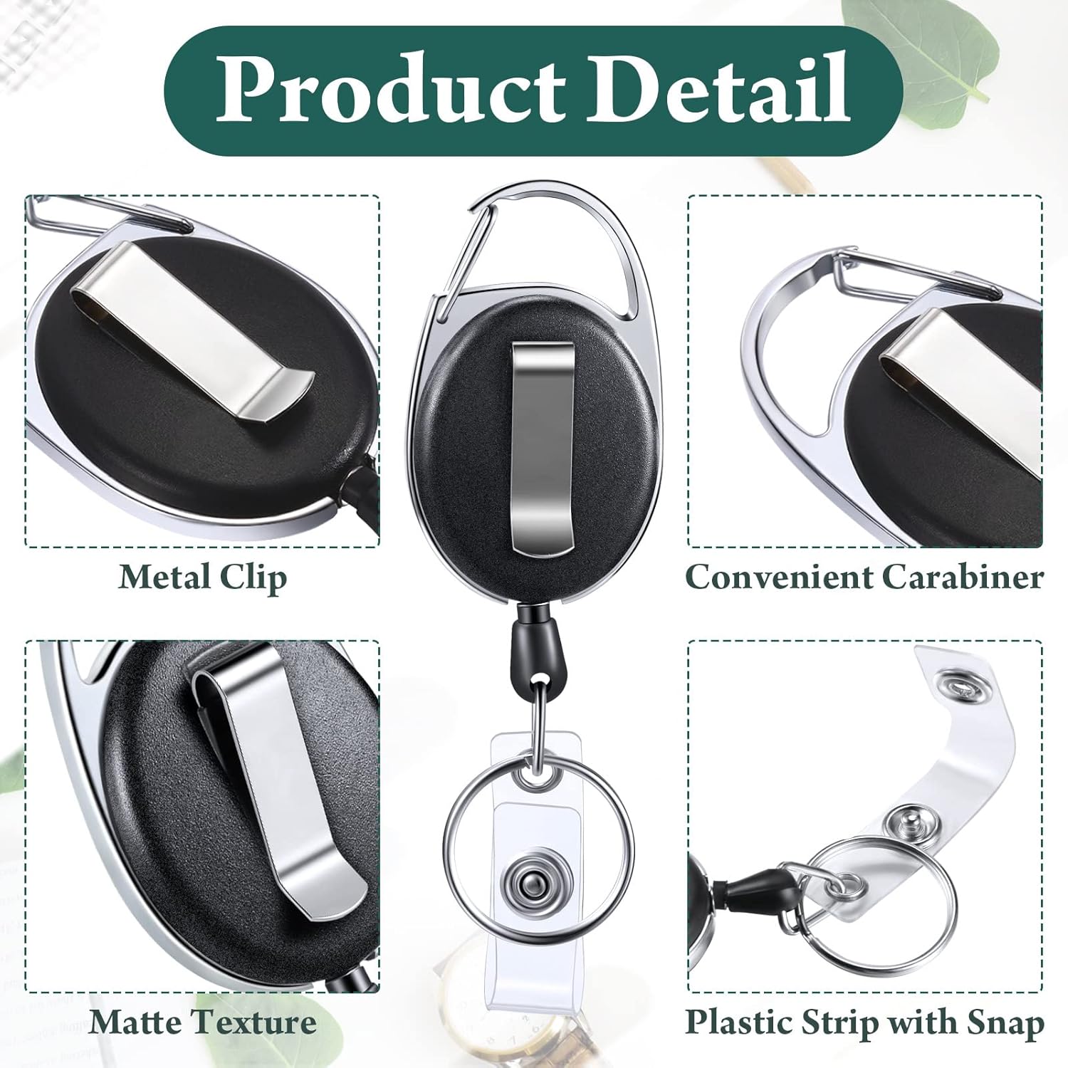 50 Pcs Heavy Duty Retractable Badge Reels Batch ID Badge Holder Retractable Clip Bulk Key Holder with Ring for Office Worker Employee, Doctor Nurse Gifts Black