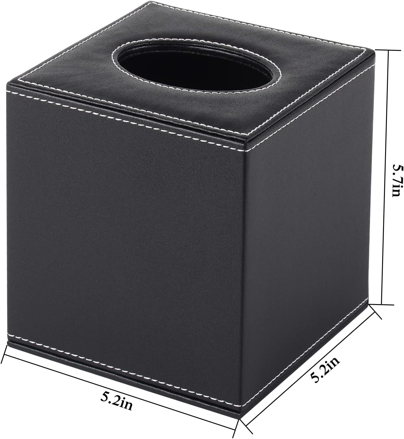 PU Leather Tissue Box Cover Square,Upgrade Large Size Napkin Holder Pumping Paper Case Dispenser,Facial Tissue Holder with Magnetic Bottom for Home Office Car Hotel Restaurant Black Black-1