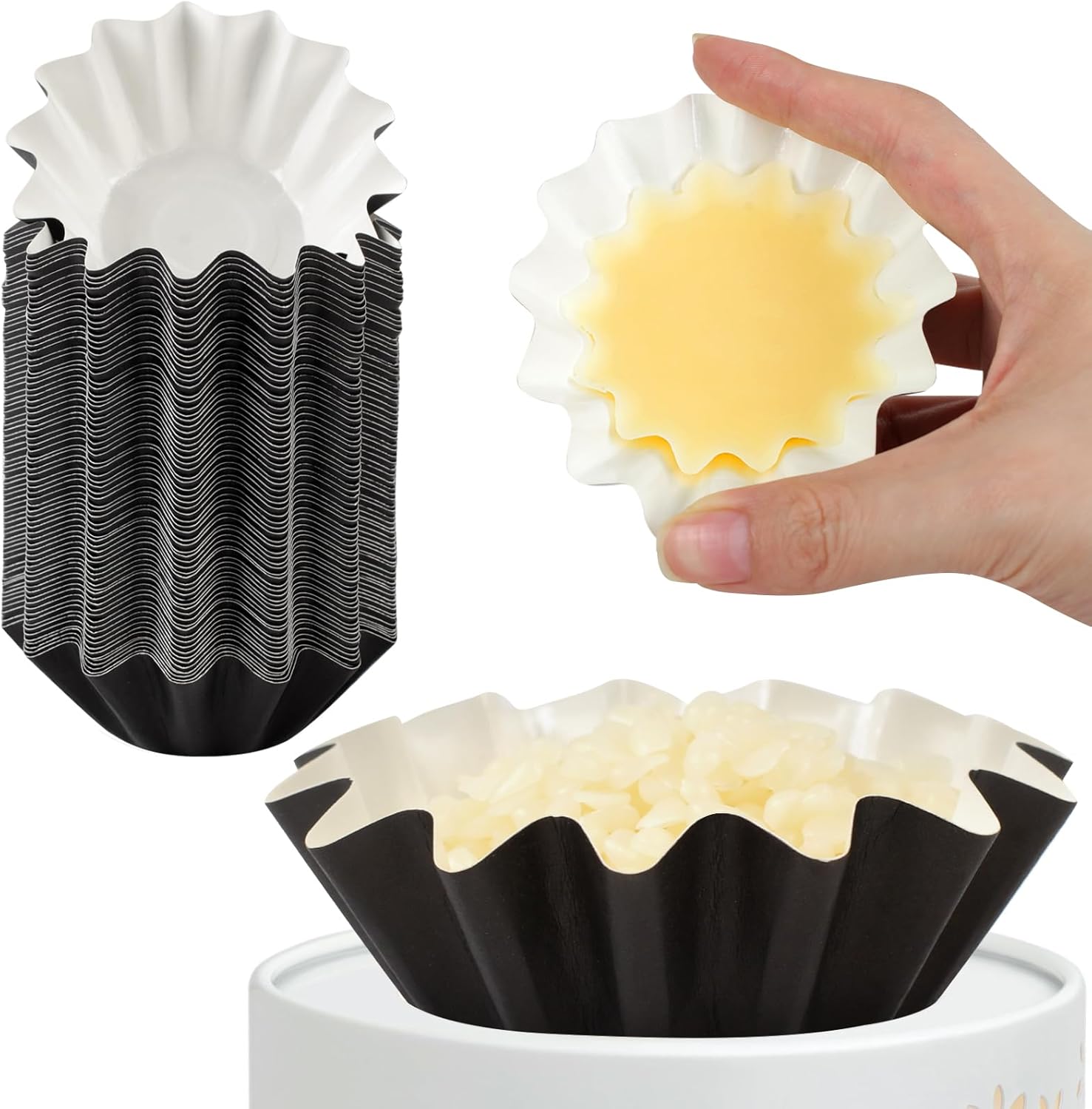 70P Wax Melt Liners, Reusable Wax Warmer Liners for Any Wax Cubes, Leakproof Wax Melt Cups for Scented Candle, Plug in Warmers, Electric Wax Melters and Wax Burner Black