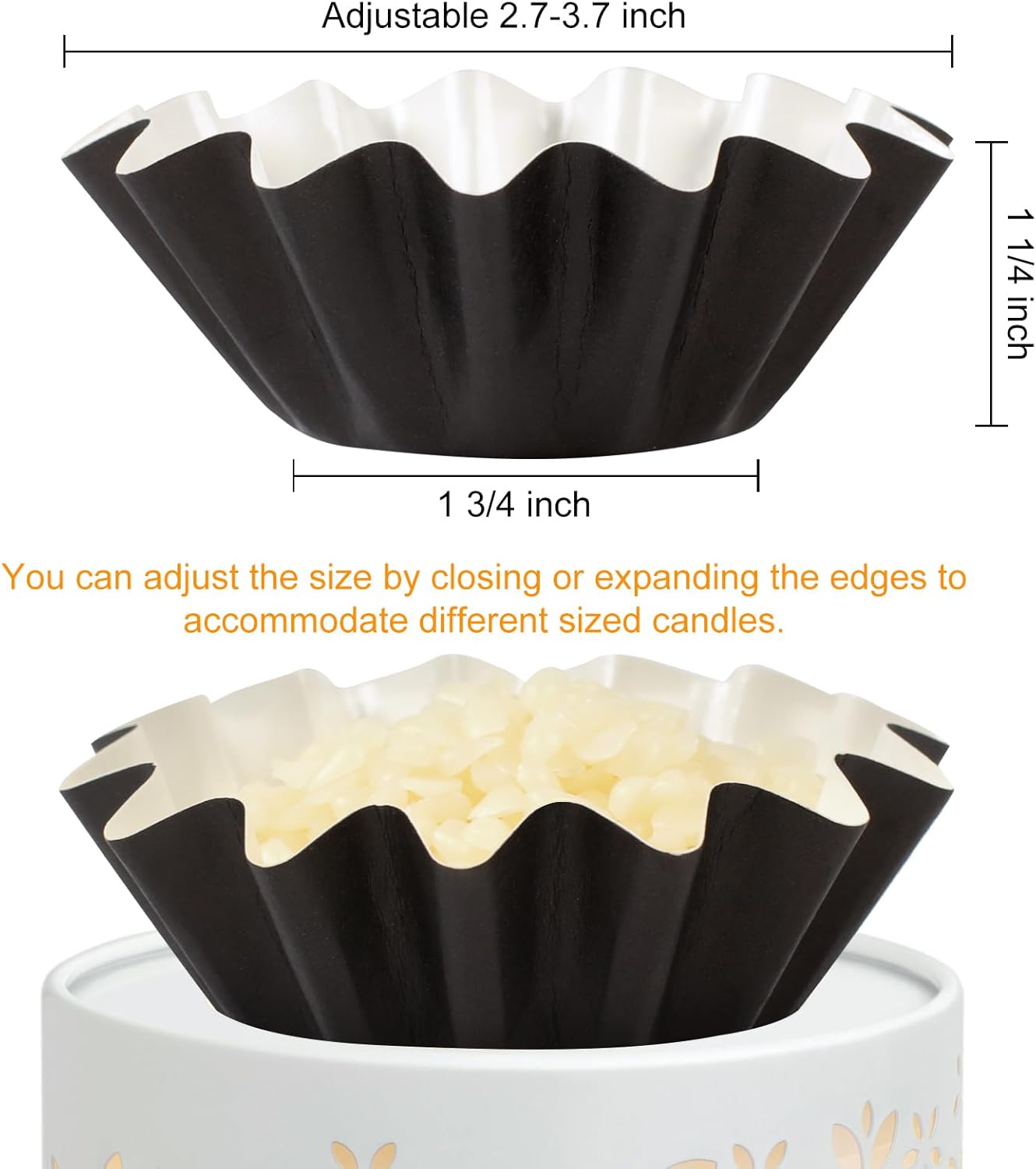 70P Wax Melt Liners, Reusable Wax Warmer Liners for Any Wax Cubes, Leakproof Wax Melt Cups for Scented Candle, Plug in Warmers, Electric Wax Melters and Wax Burner Black