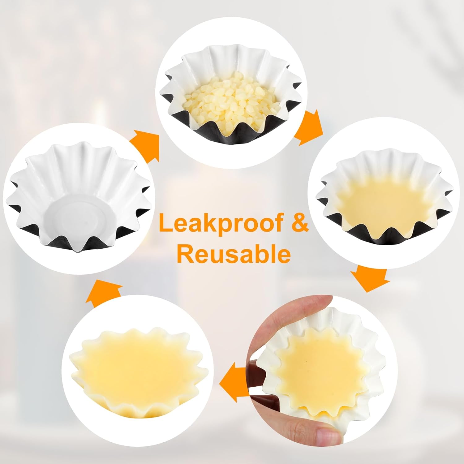 70P Wax Melt Liners, Reusable Wax Warmer Liners for Any Wax Cubes, Leakproof Wax Melt Cups for Scented Candle, Plug in Warmers, Electric Wax Melters and Wax Burner Black