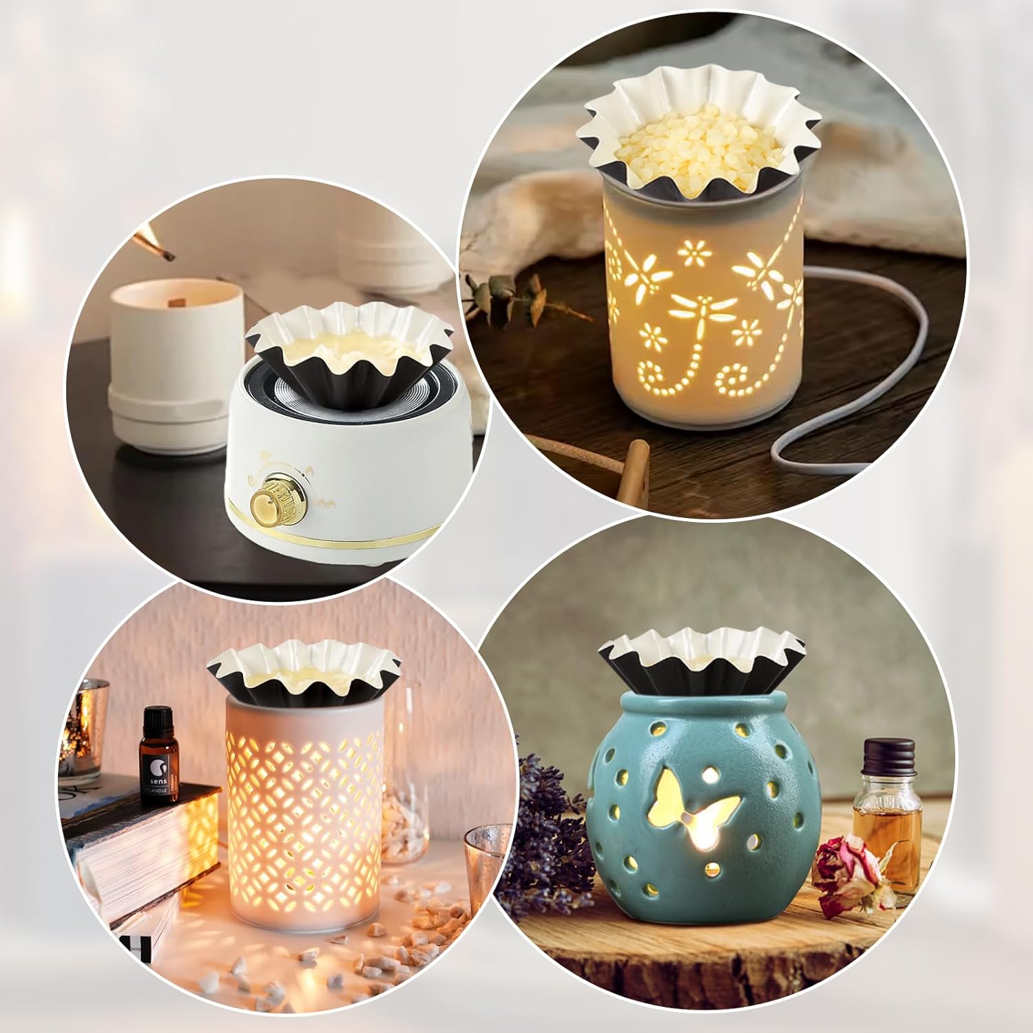 70P Wax Melt Liners, Reusable Wax Warmer Liners for Any Wax Cubes, Leakproof Wax Melt Cups for Scented Candle, Plug in Warmers, Electric Wax Melters and Wax Burner Black