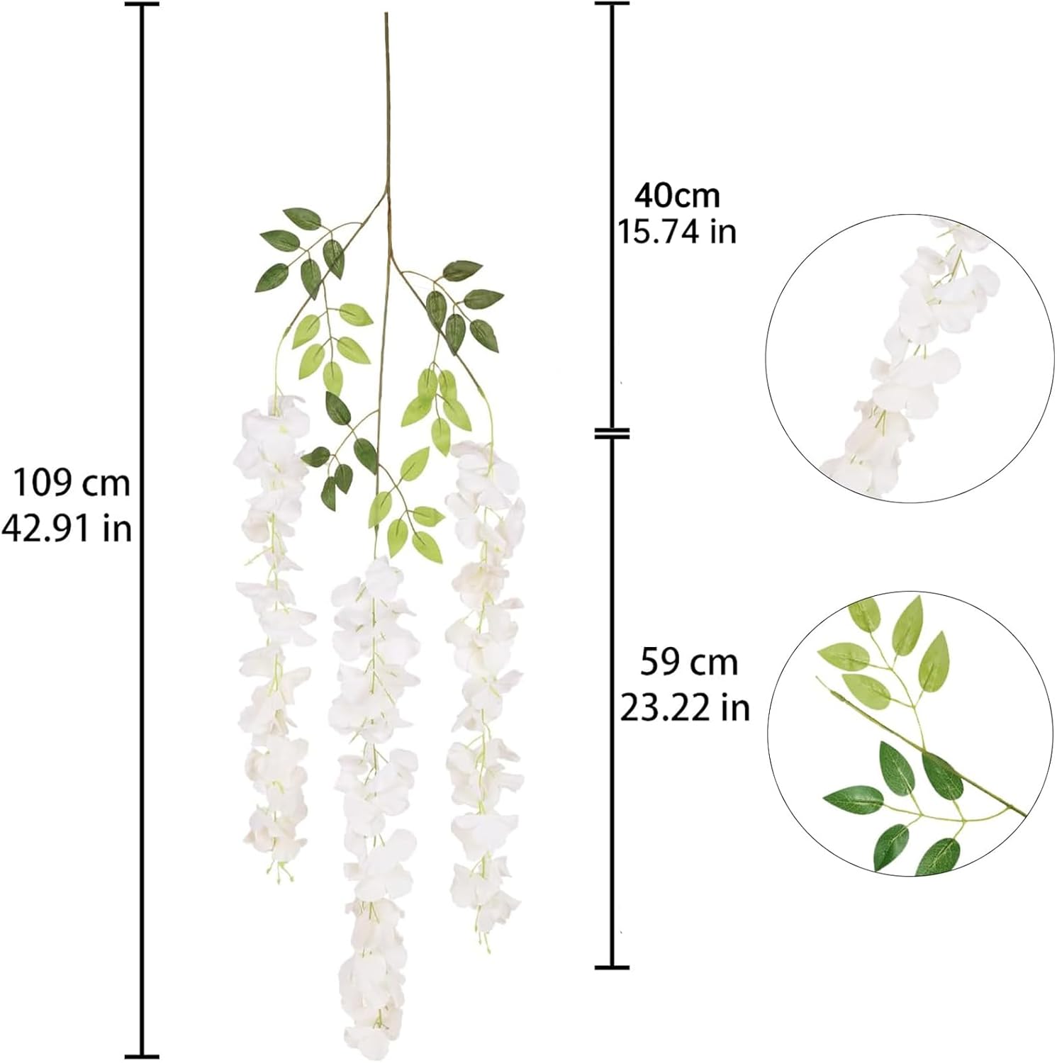 12Pack Wisteria Hanging Artificial Flowers 3.6ft Wisteria Silk Flowers Garland Fake Bushy Vine Faux Ratta String for Wedding Arch Party Garden Greenery Home Wall Backdrop Decor Milk White