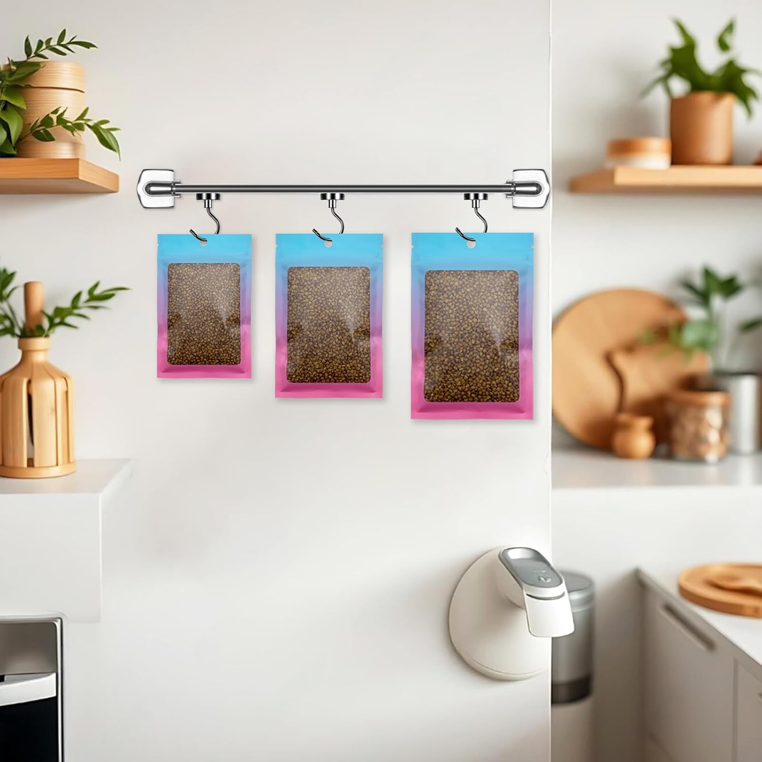 100 Pcs Resealable Mylar Bags, Gradient Color Food Storage Bags, Zip Bag Foil Bags Packaging Pouch for Food Storage, Sample, Small Business Blue Pink, 4 X 6 Inch