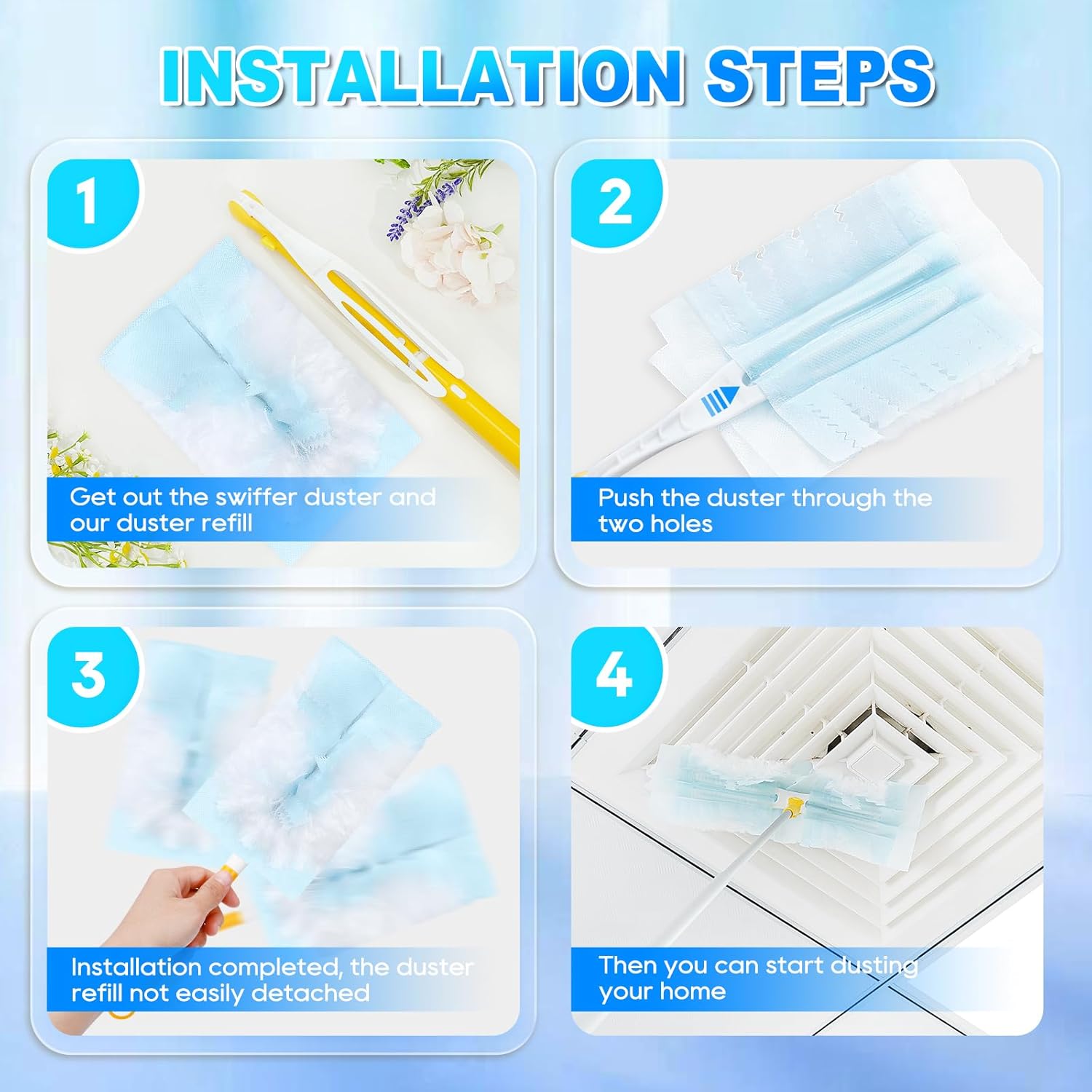 Duster Refill Compatible with Swiffer Hand Duster, Unscented Disposable Heavy Duty Duster Refills, Dusters Refills for Cleaning, Blinds & Ceiling Fan, 20 Count Handle is Not Included