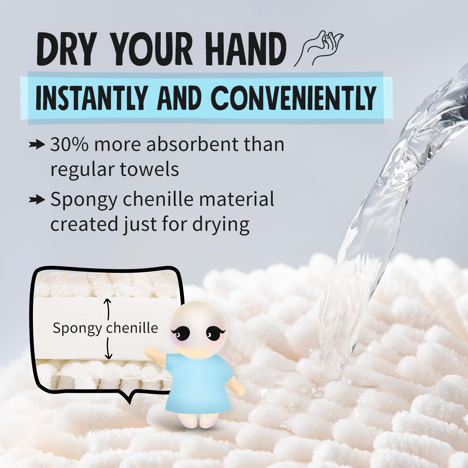 Fuzzy Ball Hand Towels Set of 2 - Dry Your Hands conveniently with This Creative Hand Towel Hedgehog Decorative Towels for Bathroom Pack of 2, Mint