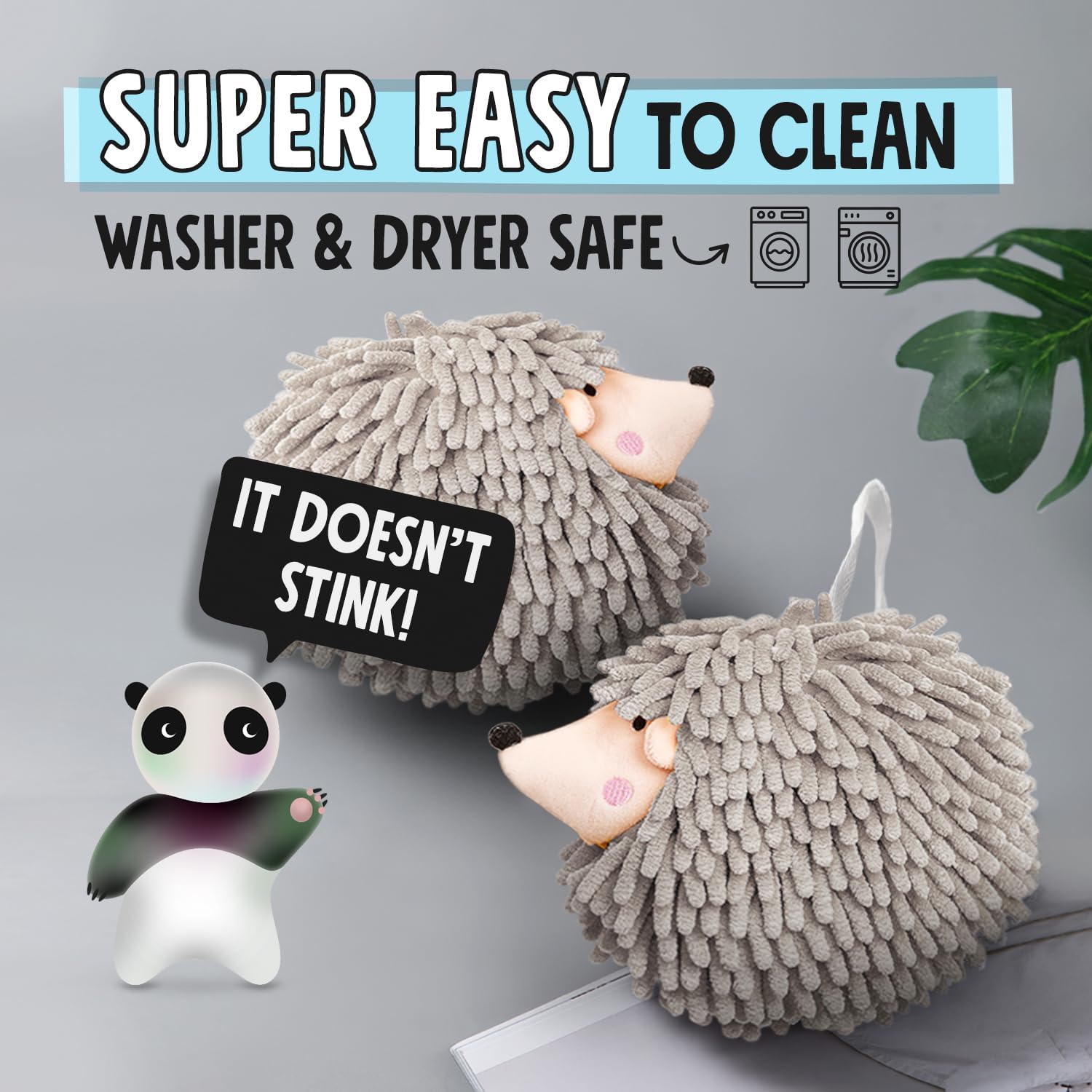 Fuzzy Ball Hand Towels Set of 2 - Dry Your Hands conveniently with This Creative Hand Towel Hedgehog Decorative Towels for Bathroom Pack of 2, Mint