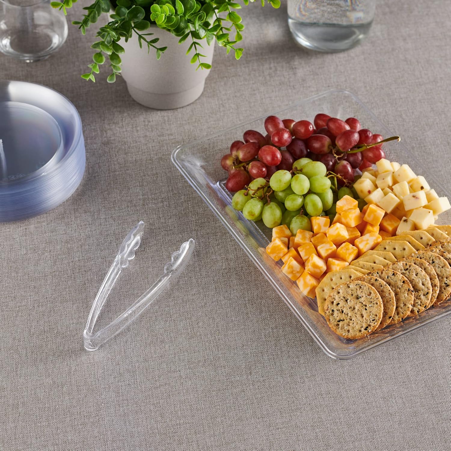 Clear Tongs 7.5'' Inches 7.5'' Serving Tongs Heavy Duty Reusable Kitchen and BBQ Clear Serving Tong for party's, Caterings, Events, Buffet, Weddings, And every Day use Pack of 12
