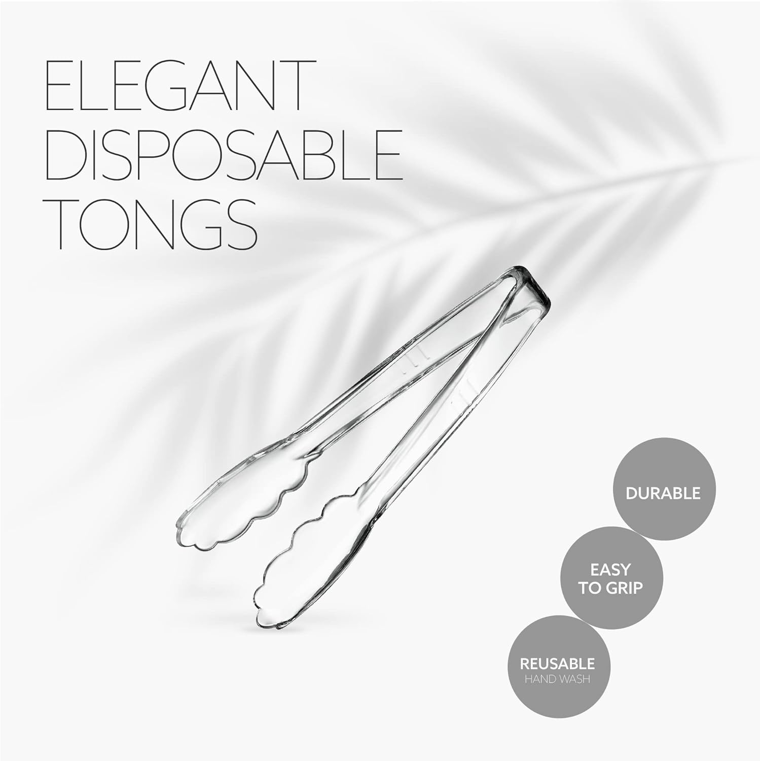 Clear Tongs 7.5'' Inches 7.5'' Serving Tongs Heavy Duty Reusable Kitchen and BBQ Clear Serving Tong for party's, Caterings, Events, Buffet, Weddings, And every Day use Pack of 12