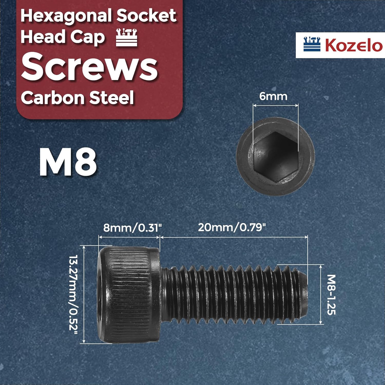 40pcs Socket Head Cap Screws - M8-1.25 x 20mm Alloy Steel Black Oxide Grade 12.9 Internal Hex Screw for 3D Printer Furniture Industrial Use, Black