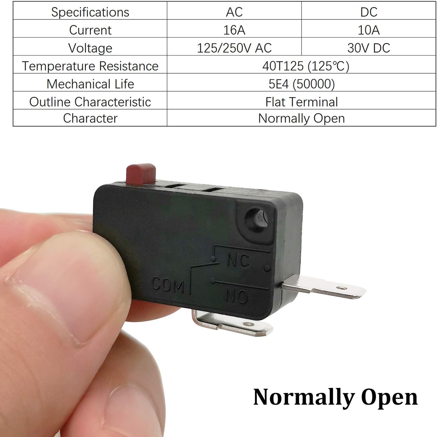 Microwave Oven Door Switch Replacement Part, 16A 125VAC, KW3AT-16 Downward Compatible with KW3A-16 , 2X Normally Open + 1x Normally Closed
