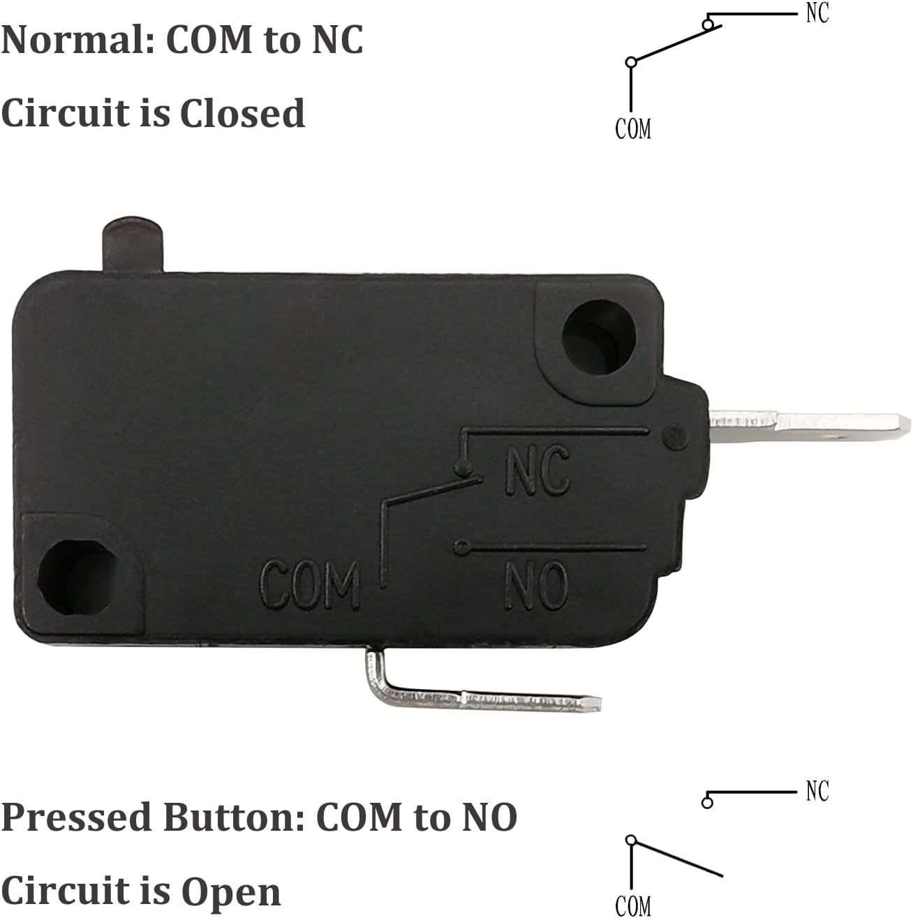 Microwave Oven Door Switch Replacement Part, 16A 125VAC, KW3AT-16 Downward Compatible with KW3A-16 , 2X Normally Open + 1x Normally Closed