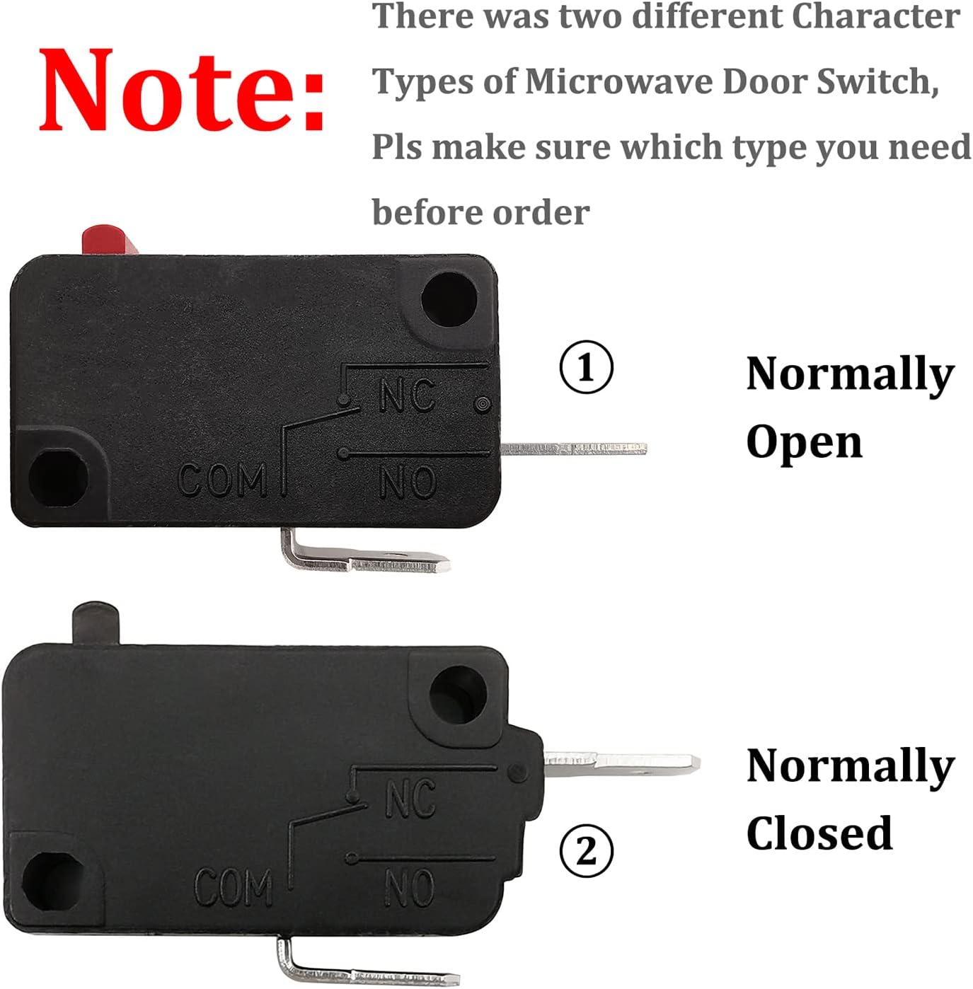 Microwave Oven Door Switch Replacement Part, 16A 125VAC, KW3AT-16 Downward Compatible with KW3A-16 , 2X Normally Open + 1x Normally Closed