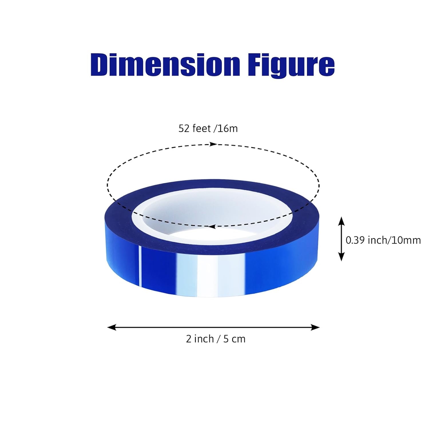 2 Rolls 10mm x16m 52FT Blue Heat Tape High Temperature Heat Resistant Tape Heat Transfer Tape for Heat Sublimation Press Vinyl,No Residue