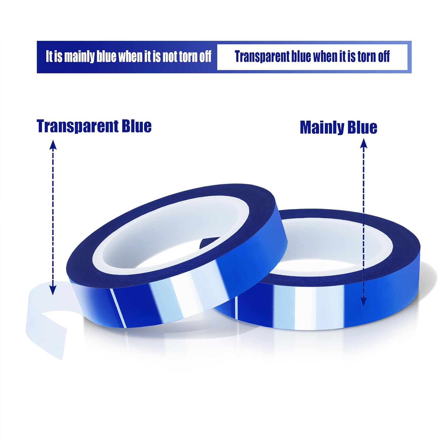 2 Rolls 10mm x16m 52FT Blue Heat Tape High Temperature Heat Resistant Tape Heat Transfer Tape for Heat Sublimation Press Vinyl,No Residue