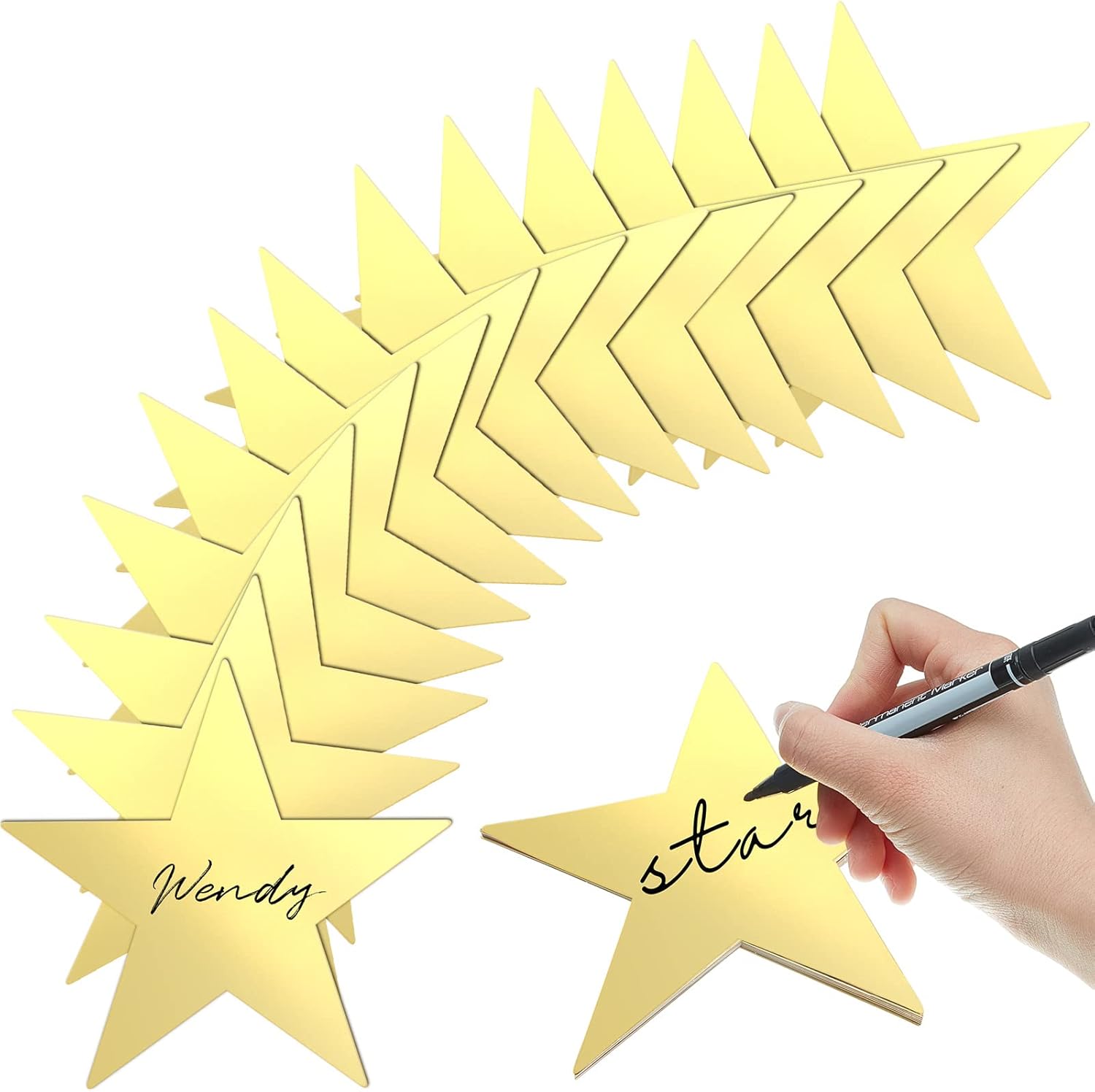 80 Pieces Stars Cutouts Glitter Double Printed Paper Cardboard Stars Decorations for Bulletin Board Classroom Wall Party Decoration Supply, 6 Inches Gold