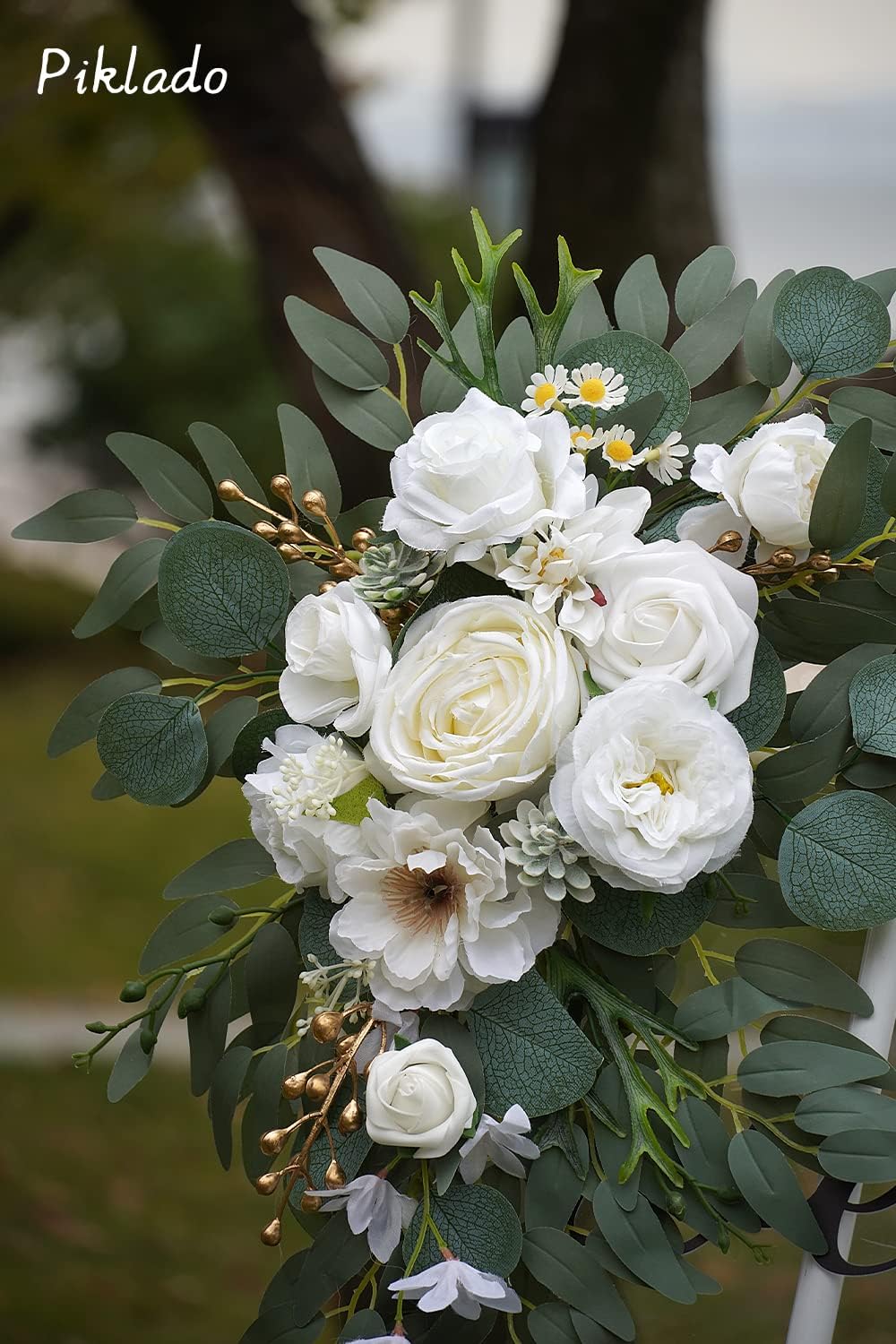 Faux Arch Flower Swag Set of 2 for Wedding Welcome Signs Floral Swag Wedding Reception Ceremony Signs Decor White