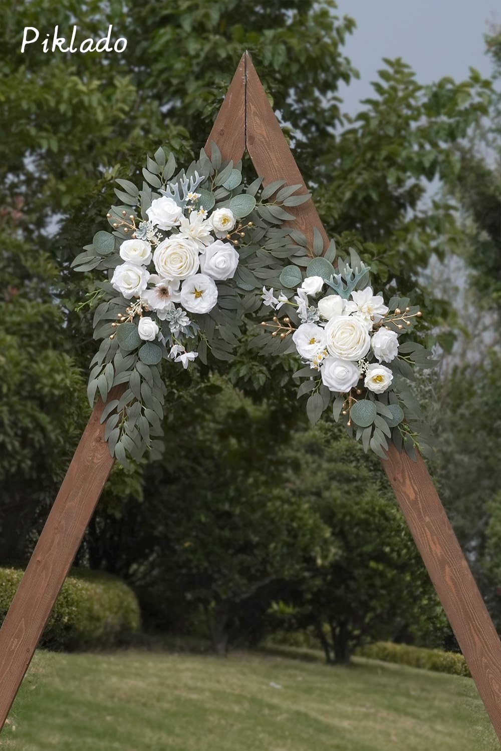 Faux Arch Flower Swag Set of 2 for Wedding Welcome Signs Floral Swag Wedding Reception Ceremony Signs Decor White