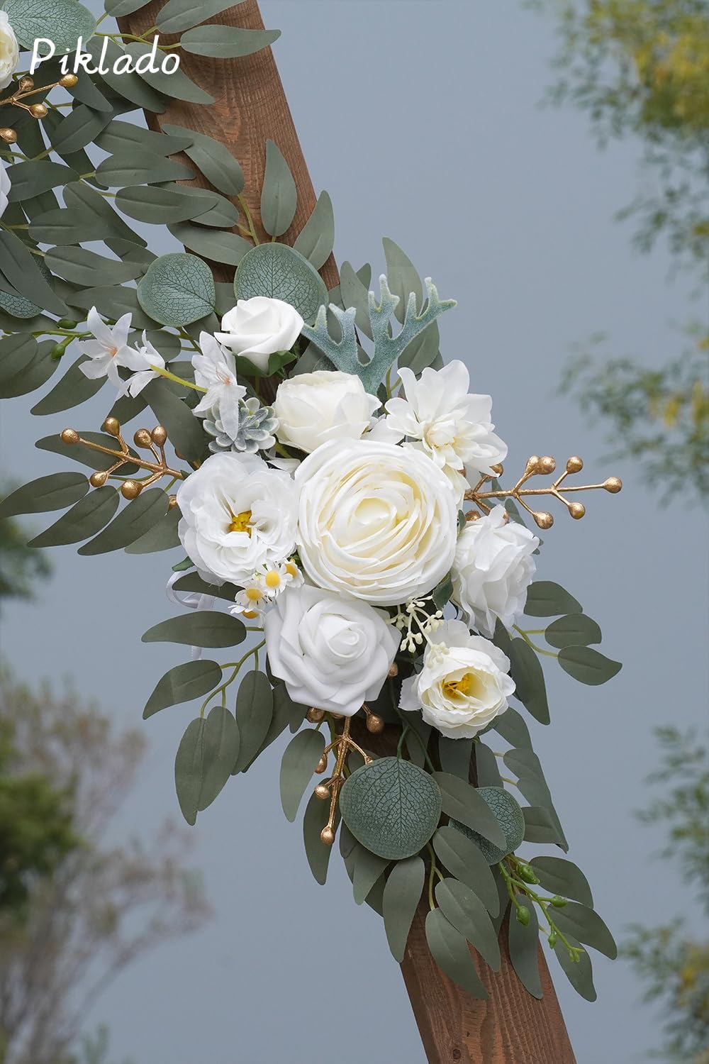 Faux Arch Flower Swag Set of 2 for Wedding Welcome Signs Floral Swag Wedding Reception Ceremony Signs Decor White