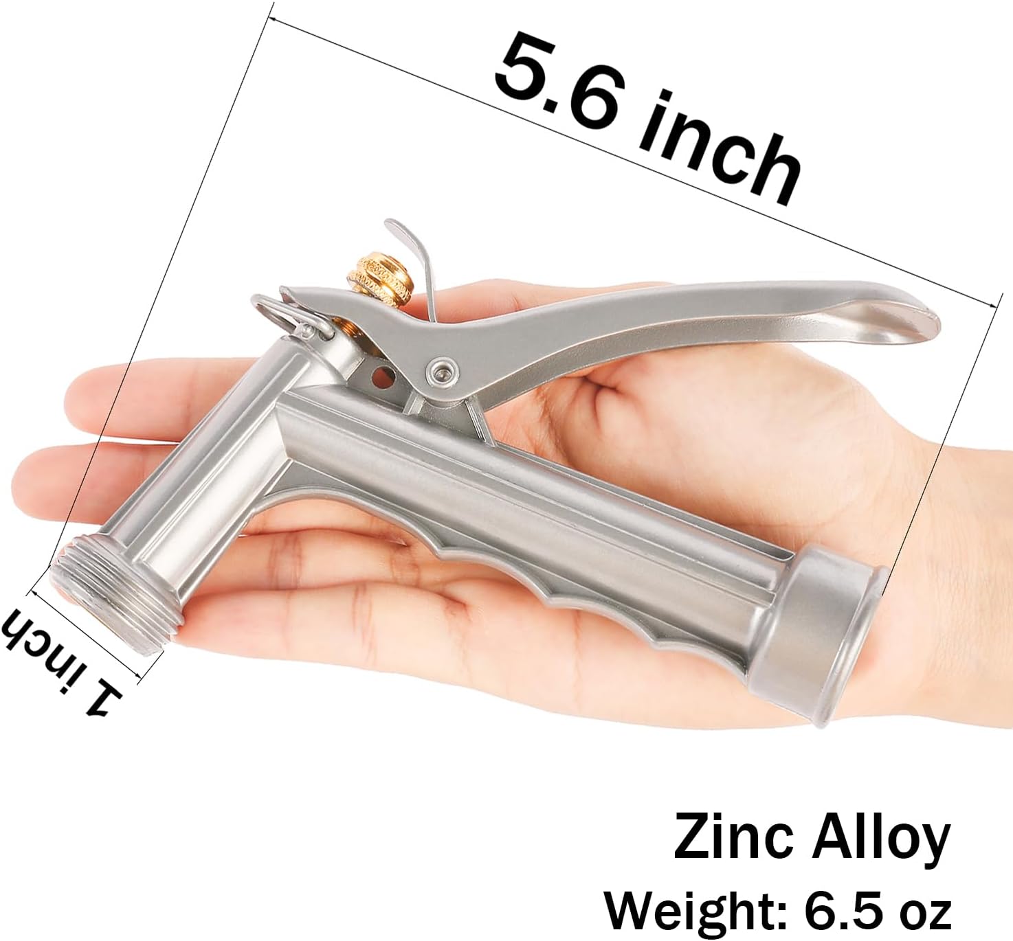 Garden Hose Nozzle, Water Hose Sprayer Nozzle with Threaded Front, Full Size Zinc Metal Pistol Grip High Pressure Nozzle, Adjustable Spray Water Flow for Watering, Washing, Cleaning 1 Pack