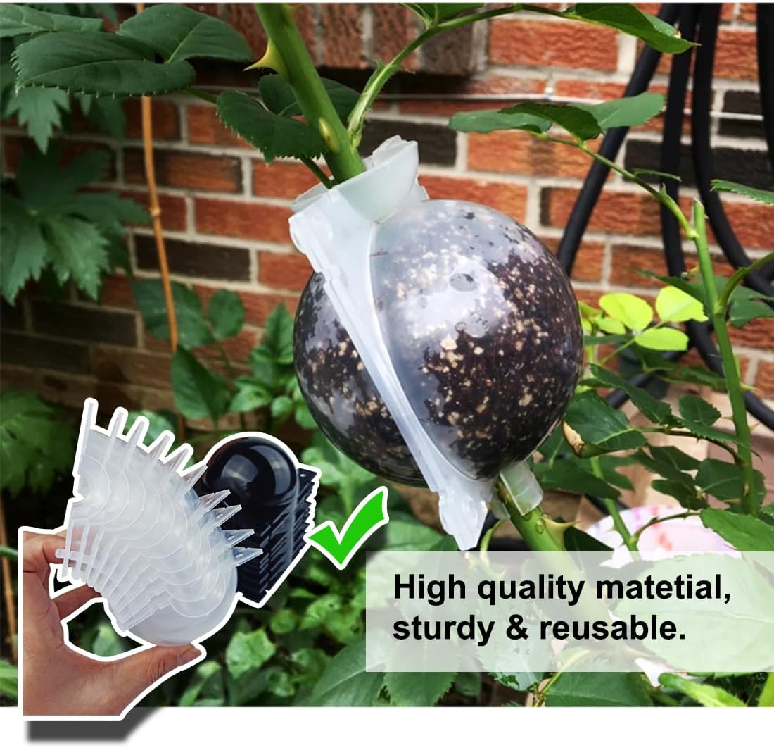 10 PCS Air Layering Propagation Kit with Zip Ties, Reusable Half Transparent Grafting Ball, Air Layering Pods Clear, Plant Rooting Grafting Box for Fast Propagation Plants Medium