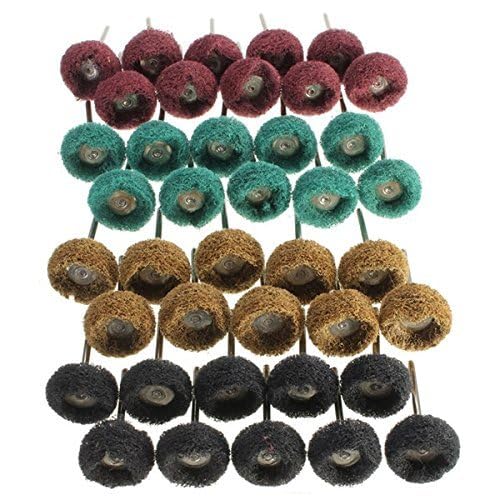 40 Pack 1 inch Abrasive Wheel Buffing Polishing Wheel Set for Rotary Tool - with 1/8" Shank 25mm