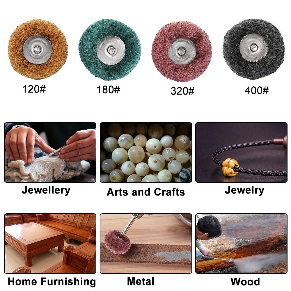 40 Pack 1 inch Abrasive Wheel Buffing Polishing Wheel Set for Rotary Tool - with 1/8" Shank 25mm