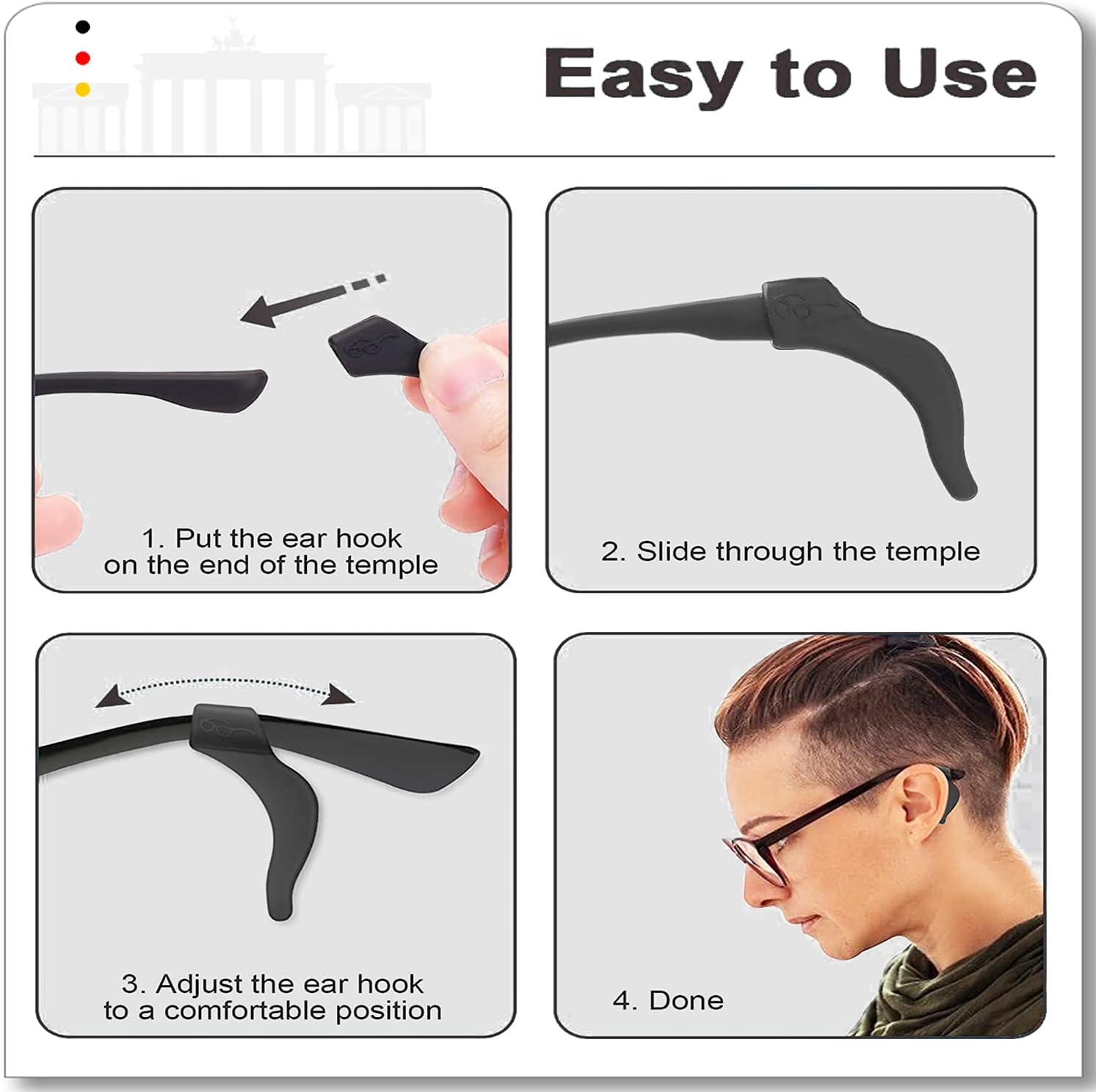 Eyeglass Ear Grips - 21 Pairs Glasses Anti-Slip, Comfortable Silicone Elastic Eyeglasses Temple Tips Sleeve Retainer, Prevent Eyewear Sunglasses Spectacles Glasses Slipping Black-2