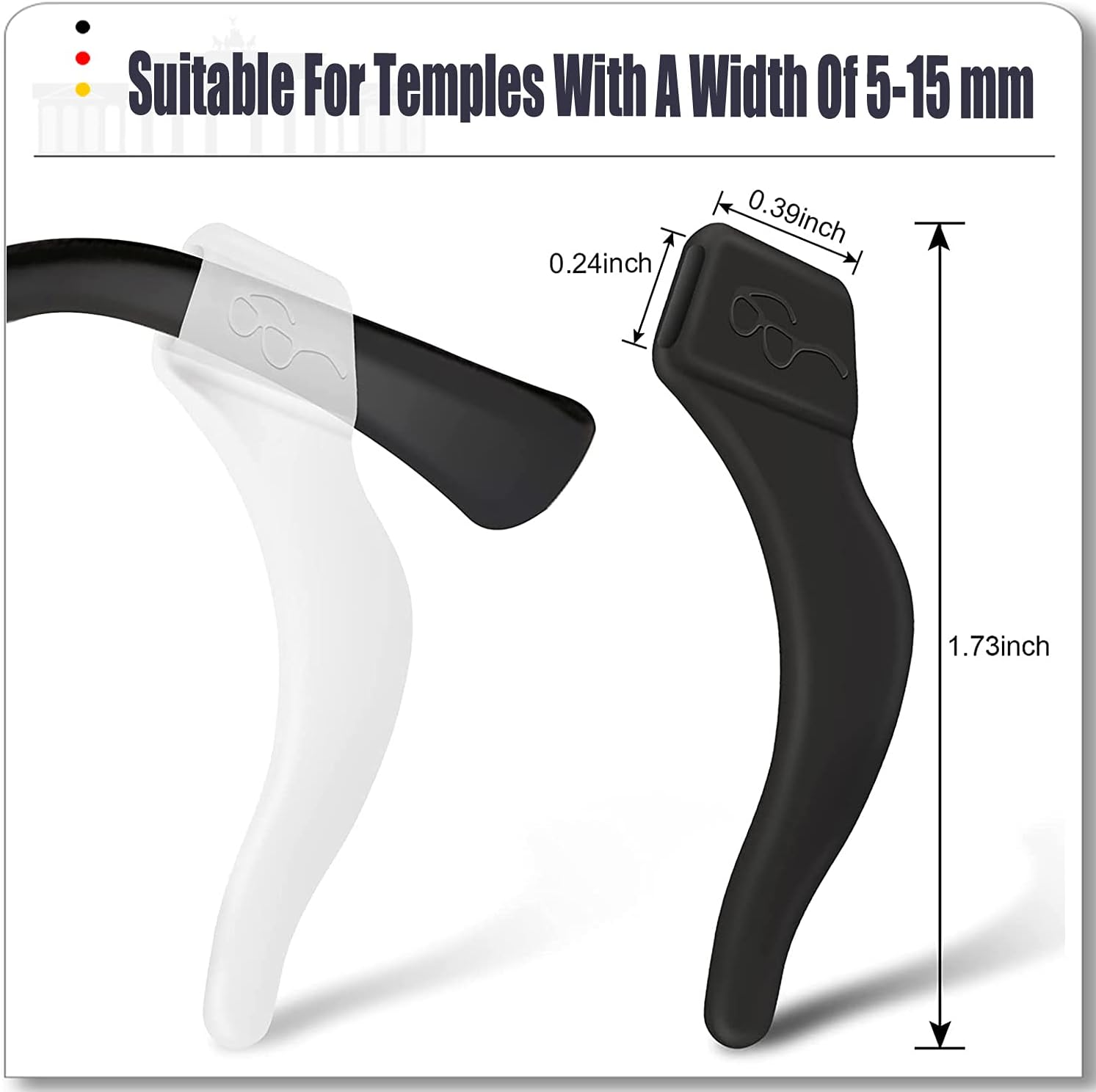 Eyeglass Ear Grips - 21 Pairs Glasses Anti-Slip, Comfortable Silicone Elastic Eyeglasses Temple Tips Sleeve Retainer, Prevent Eyewear Sunglasses Spectacles Glasses Slipping Black-2