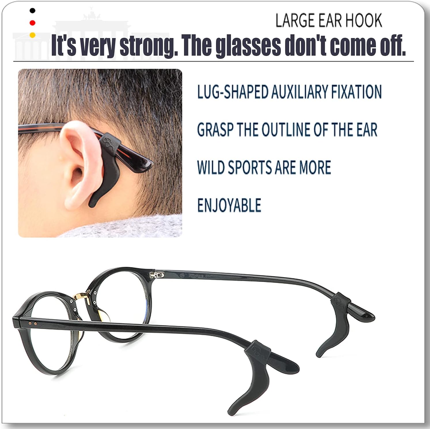 Eyeglass Ear Grips - 21 Pairs Glasses Anti-Slip, Comfortable Silicone Elastic Eyeglasses Temple Tips Sleeve Retainer, Prevent Eyewear Sunglasses Spectacles Glasses Slipping Black-2