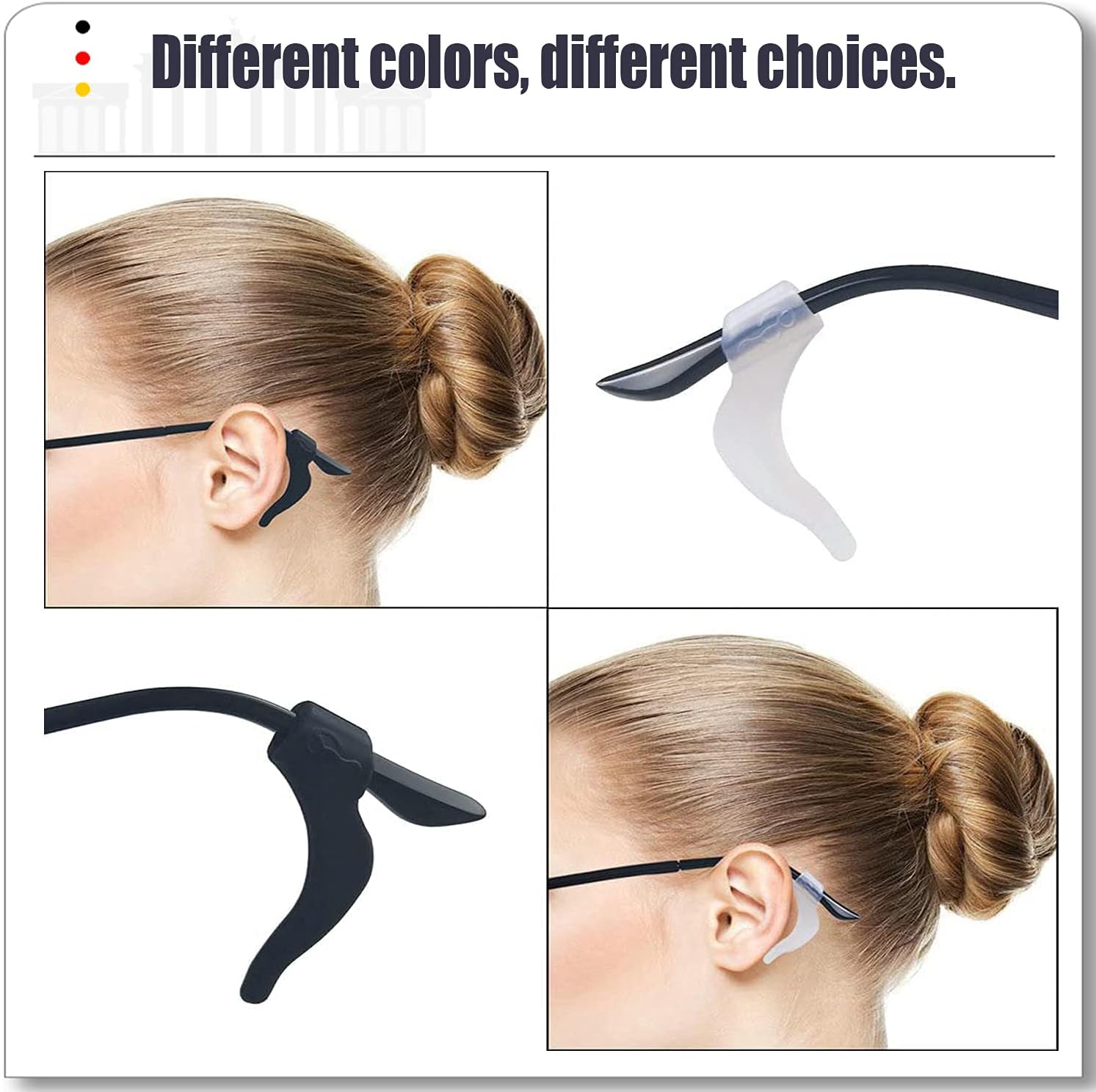 Eyeglass Ear Grips - 21 Pairs Glasses Anti-Slip, Comfortable Silicone Elastic Eyeglasses Temple Tips Sleeve Retainer, Prevent Eyewear Sunglasses Spectacles Glasses Slipping Black-2