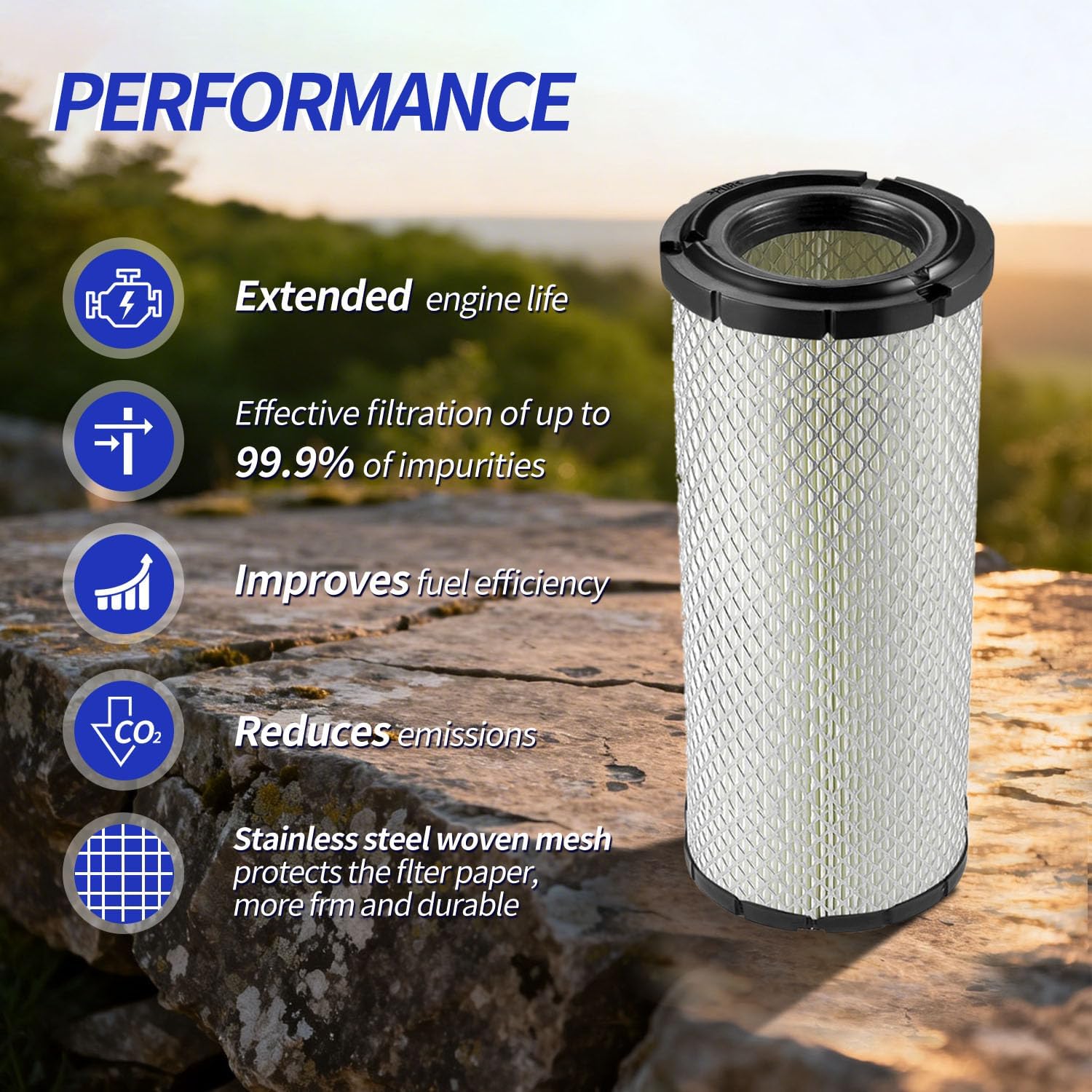 For Kawasaki 11013-7044 & 11013-7045 Inner & Outer Air Filter Cleaners Combo OEM for Donaldson Kohler 25-083-01-S P821575 & P822858