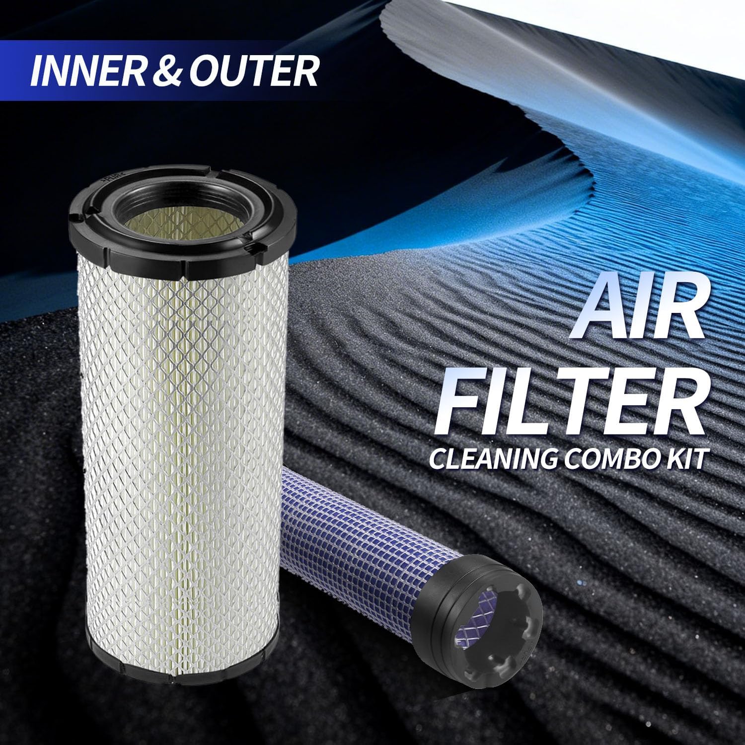 For Kawasaki 11013-7044 & 11013-7045 Inner & Outer Air Filter Cleaners Combo OEM for Donaldson Kohler 25-083-01-S P821575 & P822858